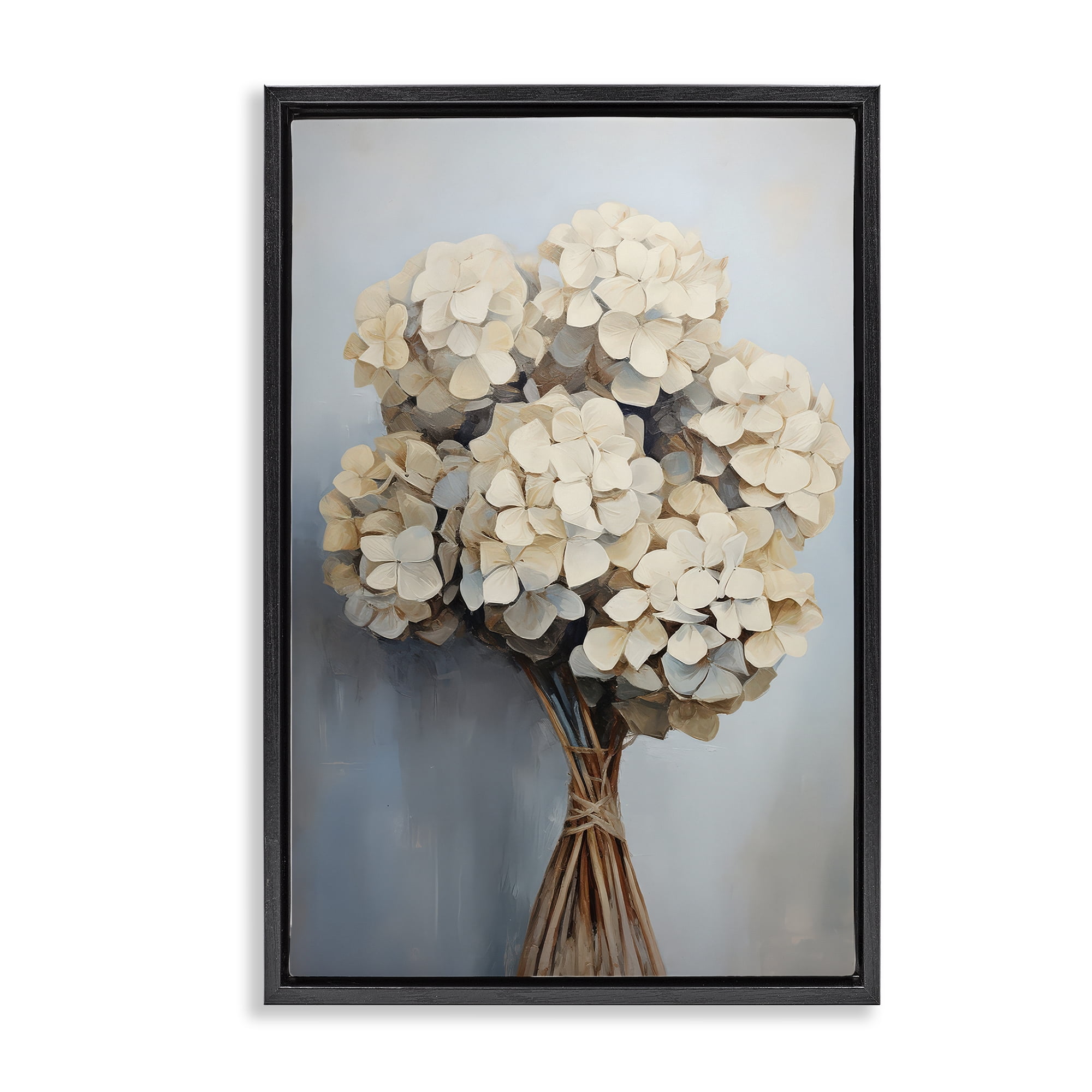 Stupell Industries Bundle of Hydrangea Plants & Flowers Painting Black Floater Framed Canvas Art Print Wall Art, 17 x 25