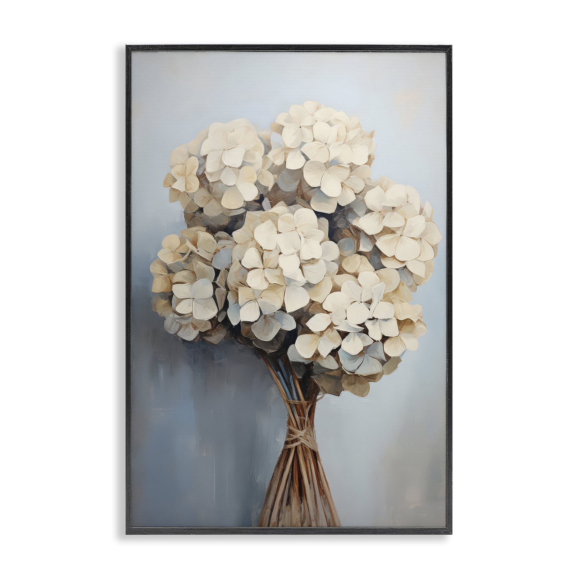 Stupell Industries Bundle of Hydrangea Plants & Flowers Painting Black Framed Art Print Wall Art, 16 x 24