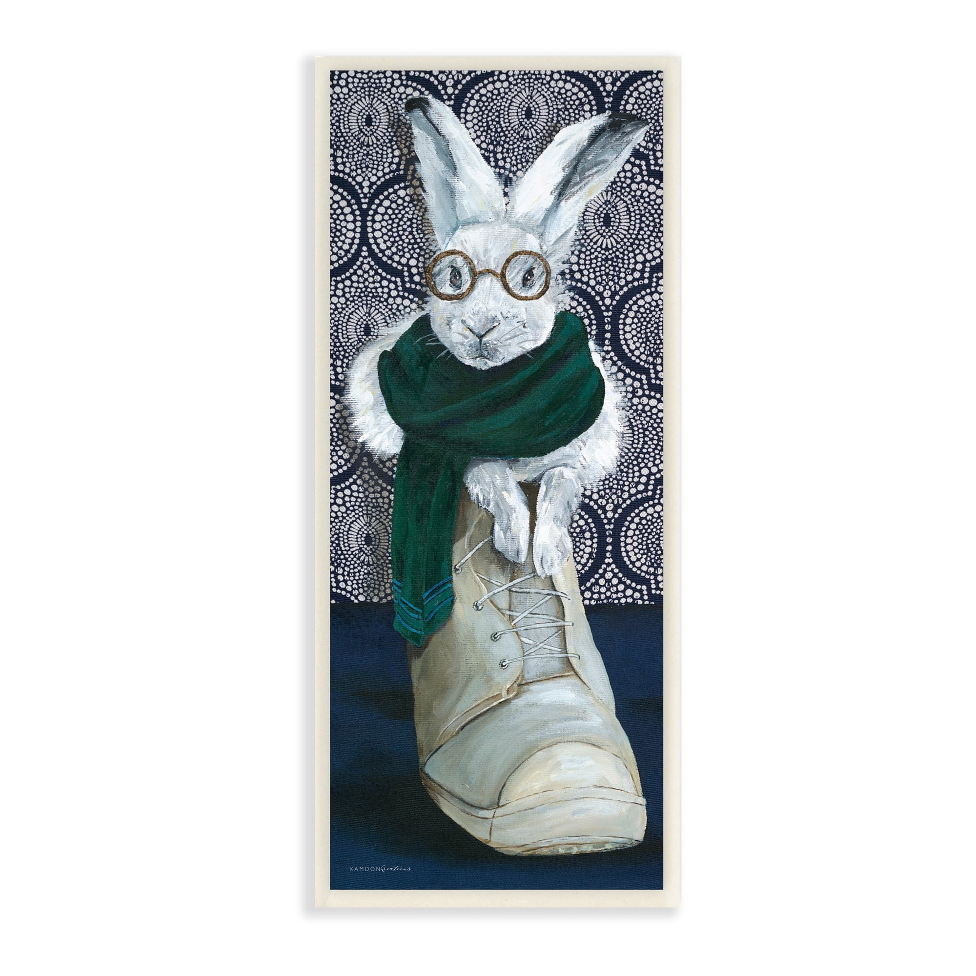 Stupell Industries Bundled White Rabbit Glasses Inside Winter Boot Painting Unframed Art Print Wall Art, Design by Kamdon Kreations