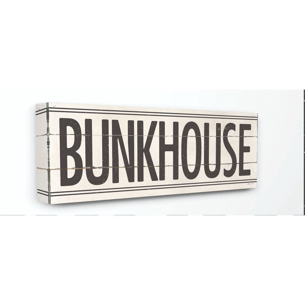 Stupell Industries Bunkhouse Rustic Wood Textured Word Design Canvas Wall Art by Stephanie Workman Marrott