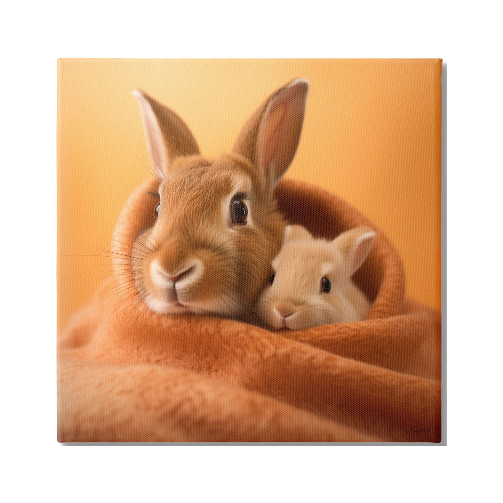 Stupell Industries Bunnies Cuddling in Blanket Animals & Insects Painting Gallery Wrapped Canvas Art Print Wall Art, 36 x 36