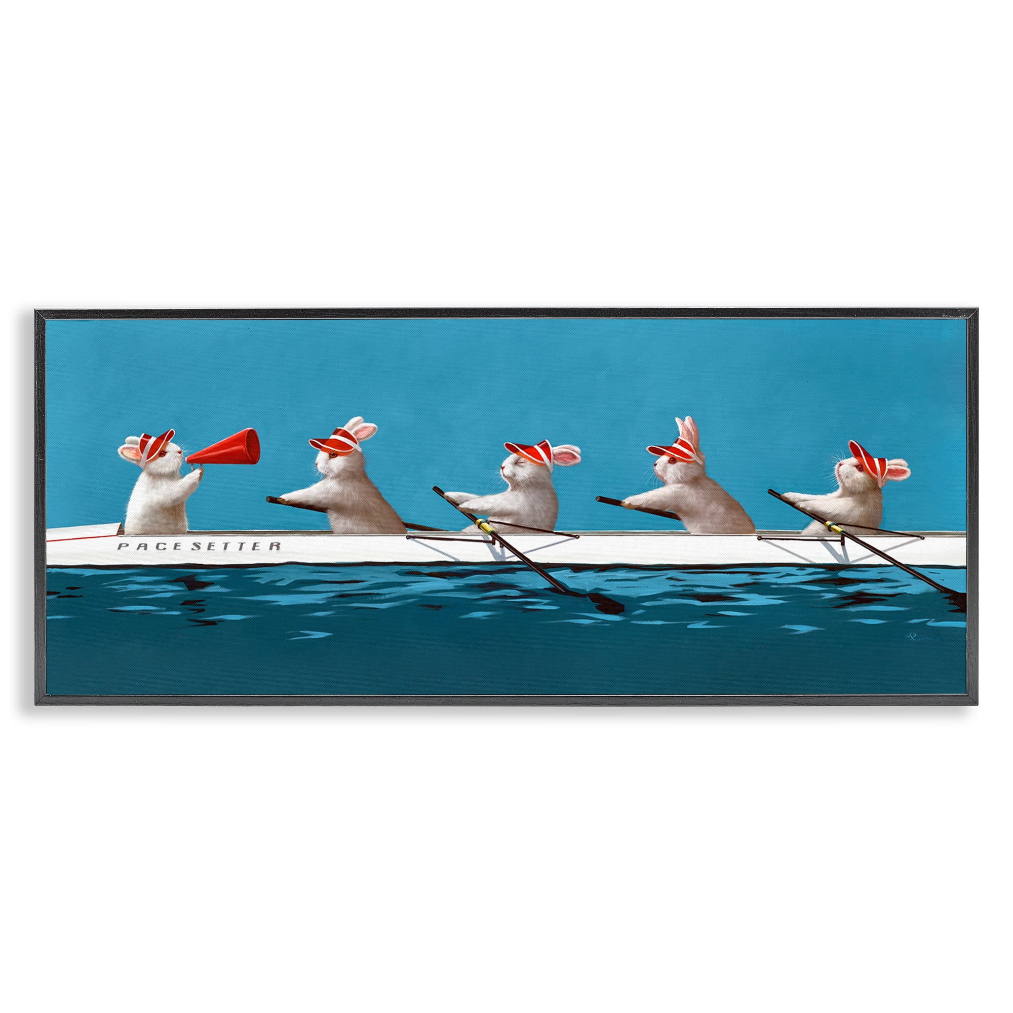 Stupell Industries Bunnies In The Boat Black Framed Giclee Art, design by Lucia Heffernan