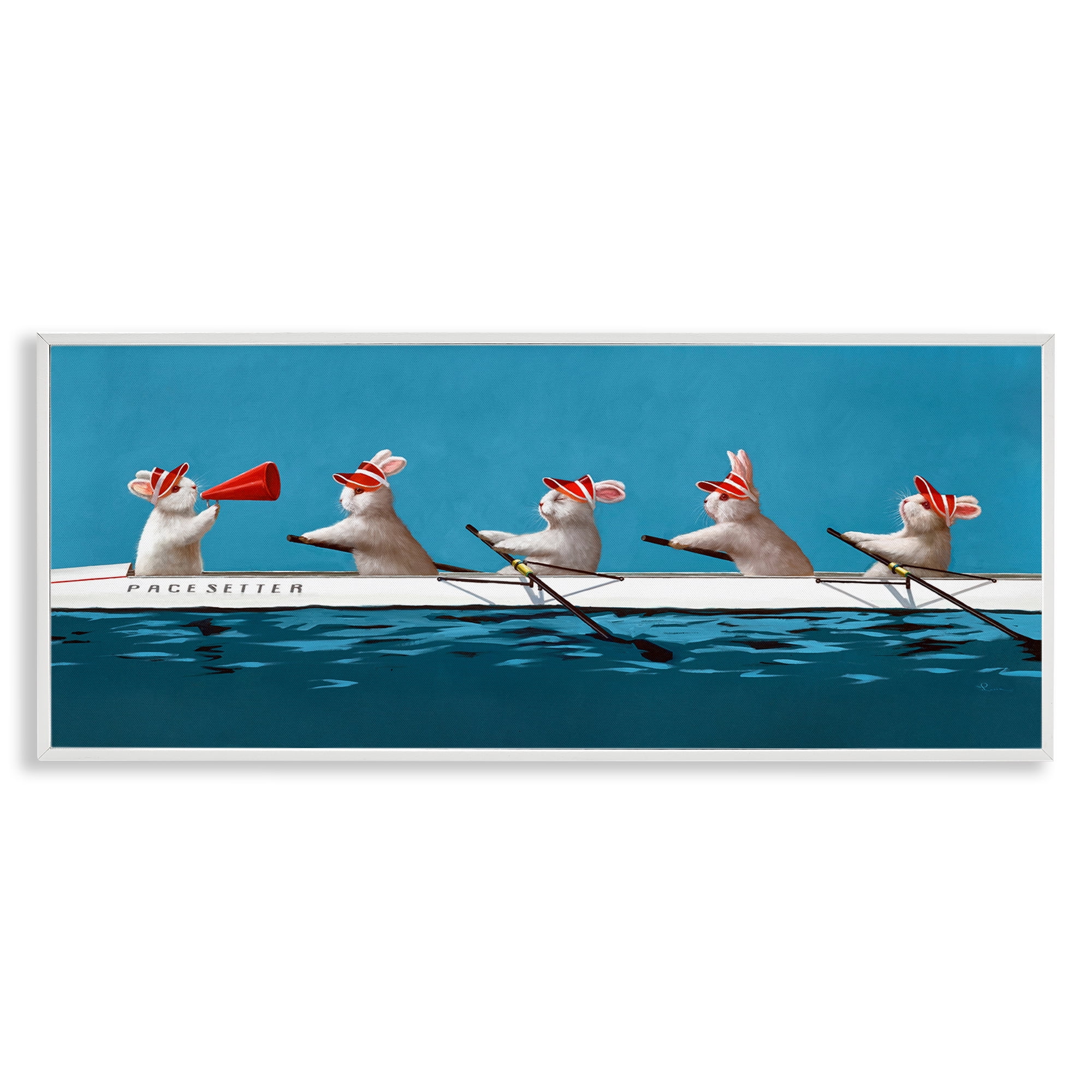 Stupell Industries Bunnies In The Boat White Framed Giclee Art, design by Lucia Heffernan