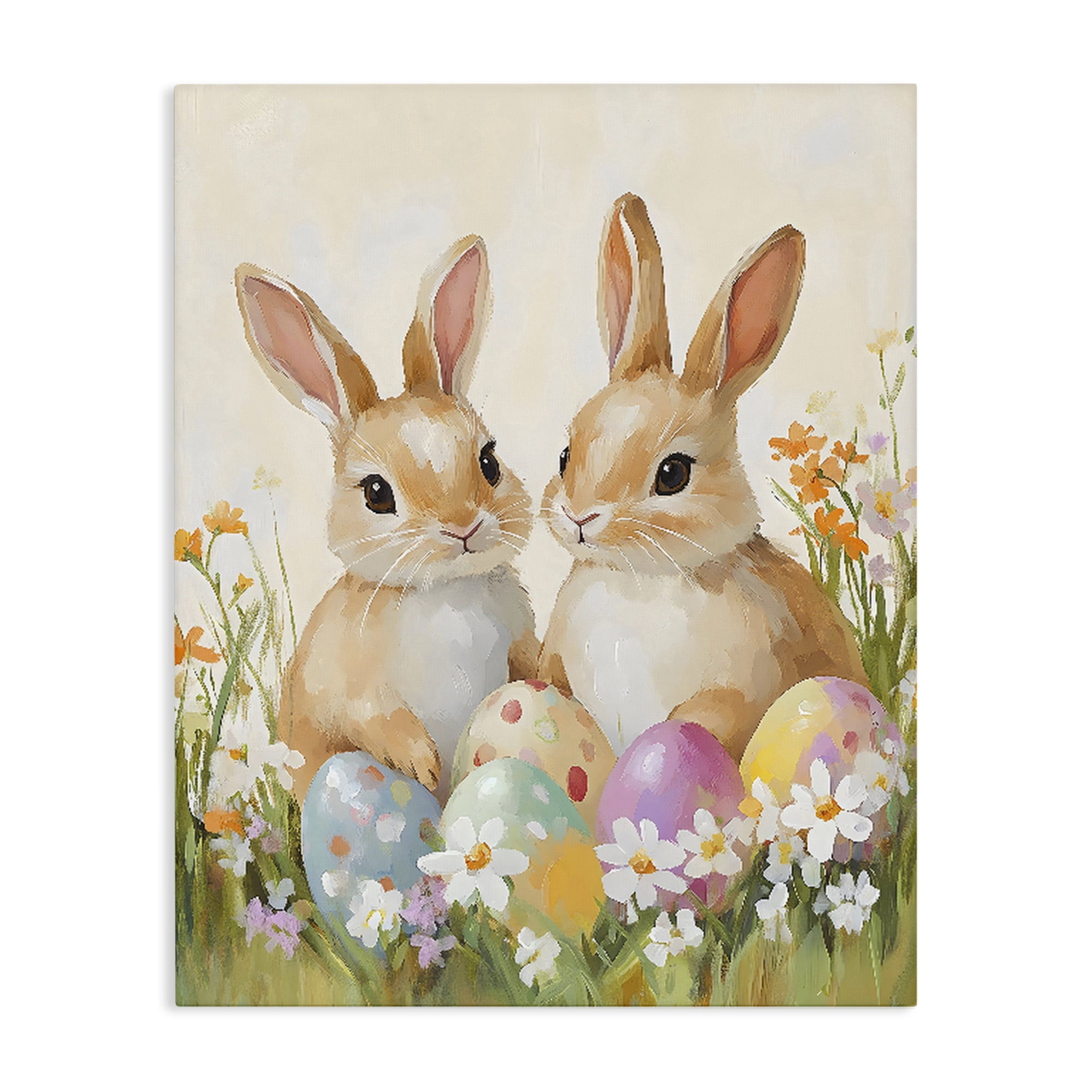 Stupell Industries Bunnies with Painted Easter Eggs Canvas Wall Art, design by The Prints Vibe