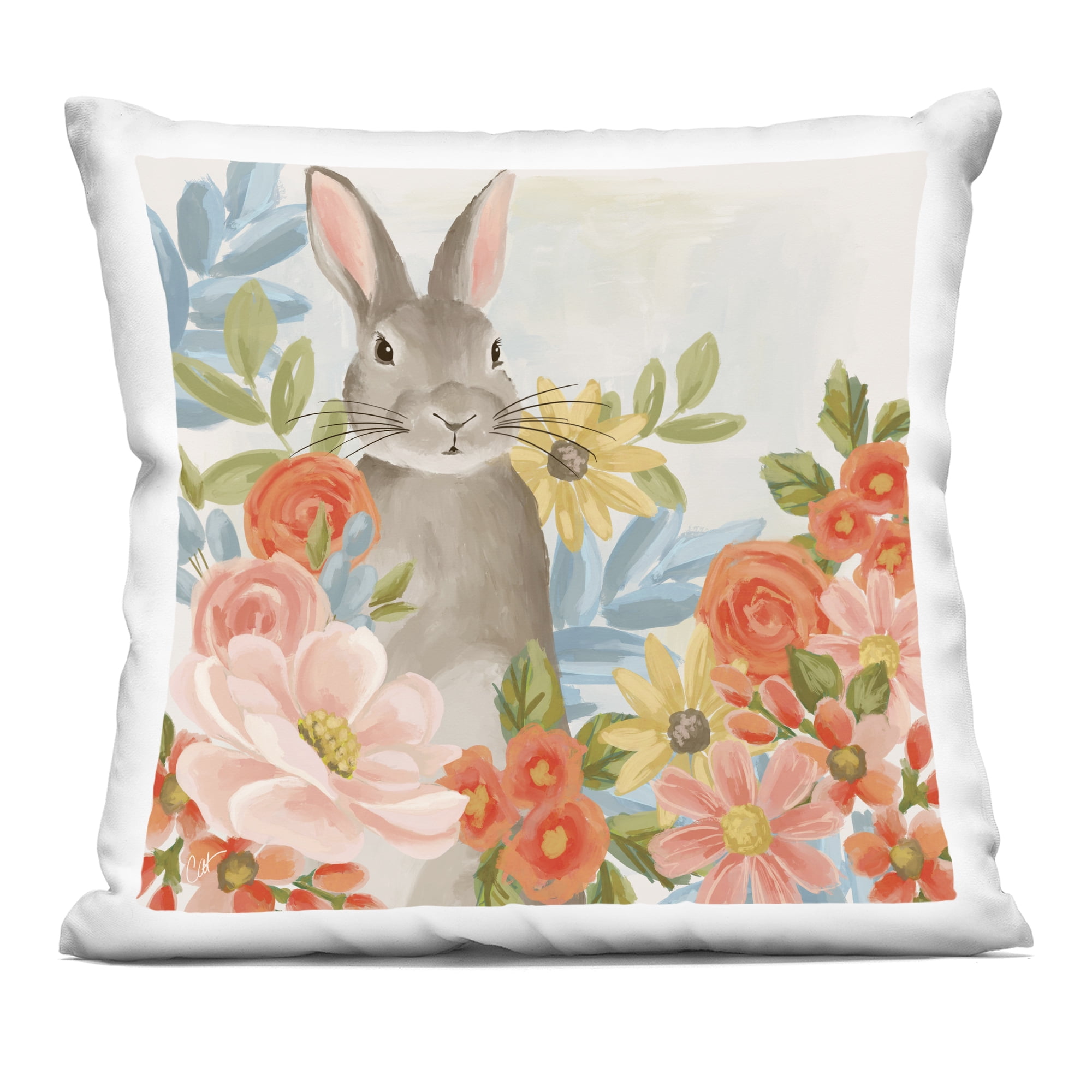 Stupell Industries Bunny Among The Blooms Decorative Printed Throw Pillow, design by Cat Thurman Designs