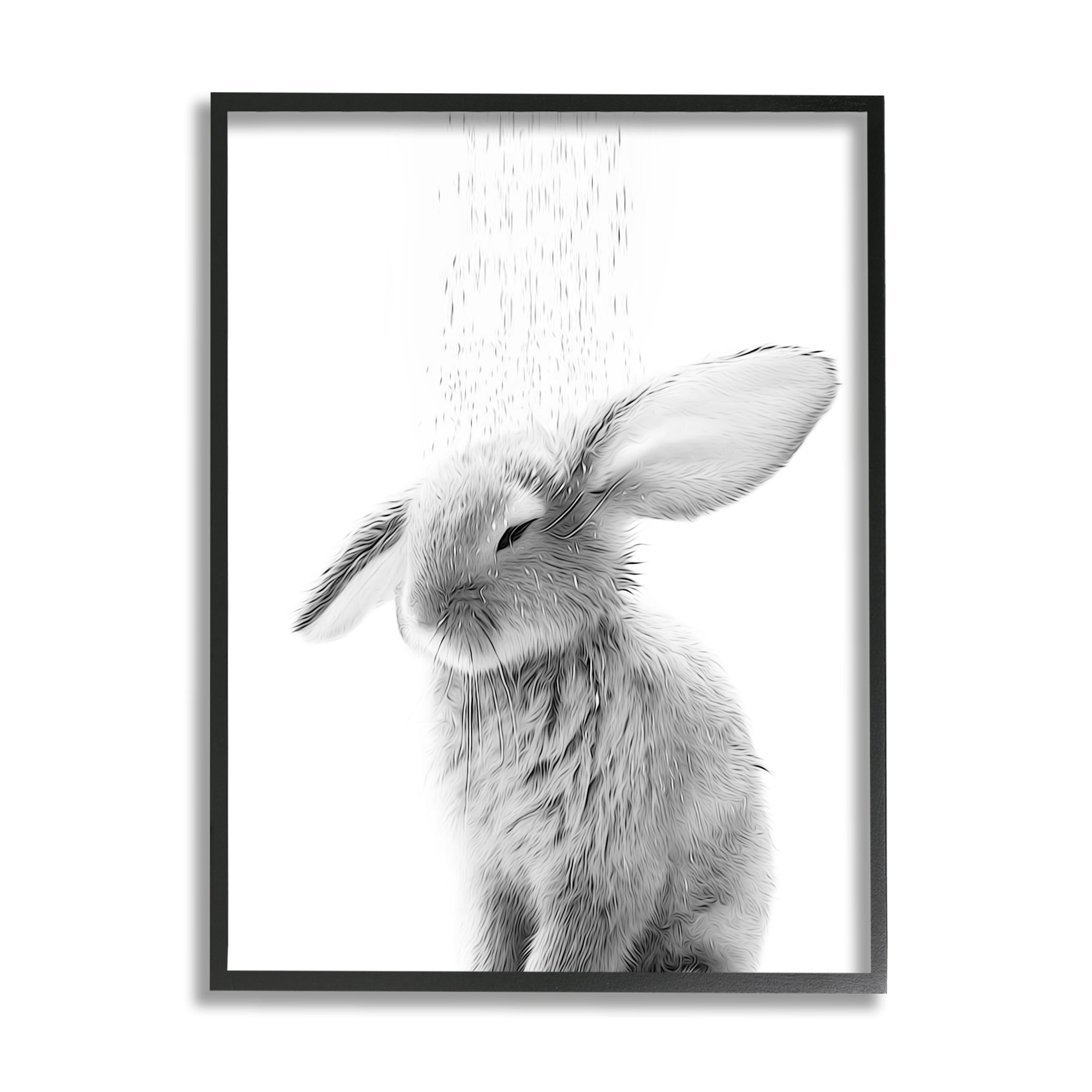 Stupell Industries Bunny Bathroom Splash Animals & Insects Painting Black Framed Art Print Wall Art, 24 x 30