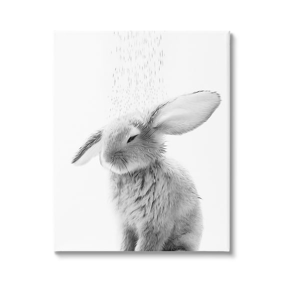 Stupell Industries Bunny Bathroom Splash Animals & Insects Painting Gallery Wrapped Canvas Art Print Wall Art, 36 x 48