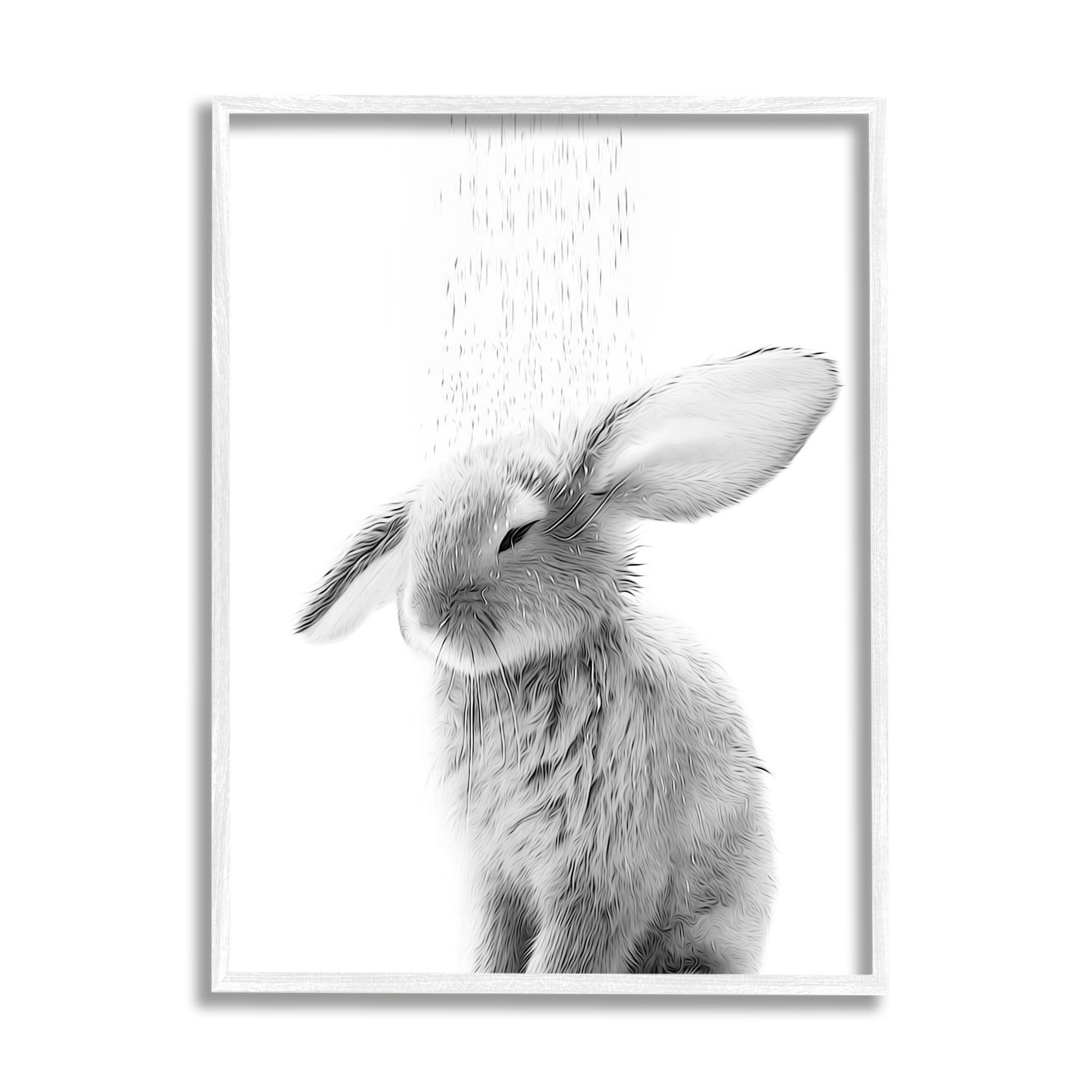 Stupell Industries Bunny Bathroom Splash Animals & Insects Painting White Framed Art Print Wall Art, 24 x 30