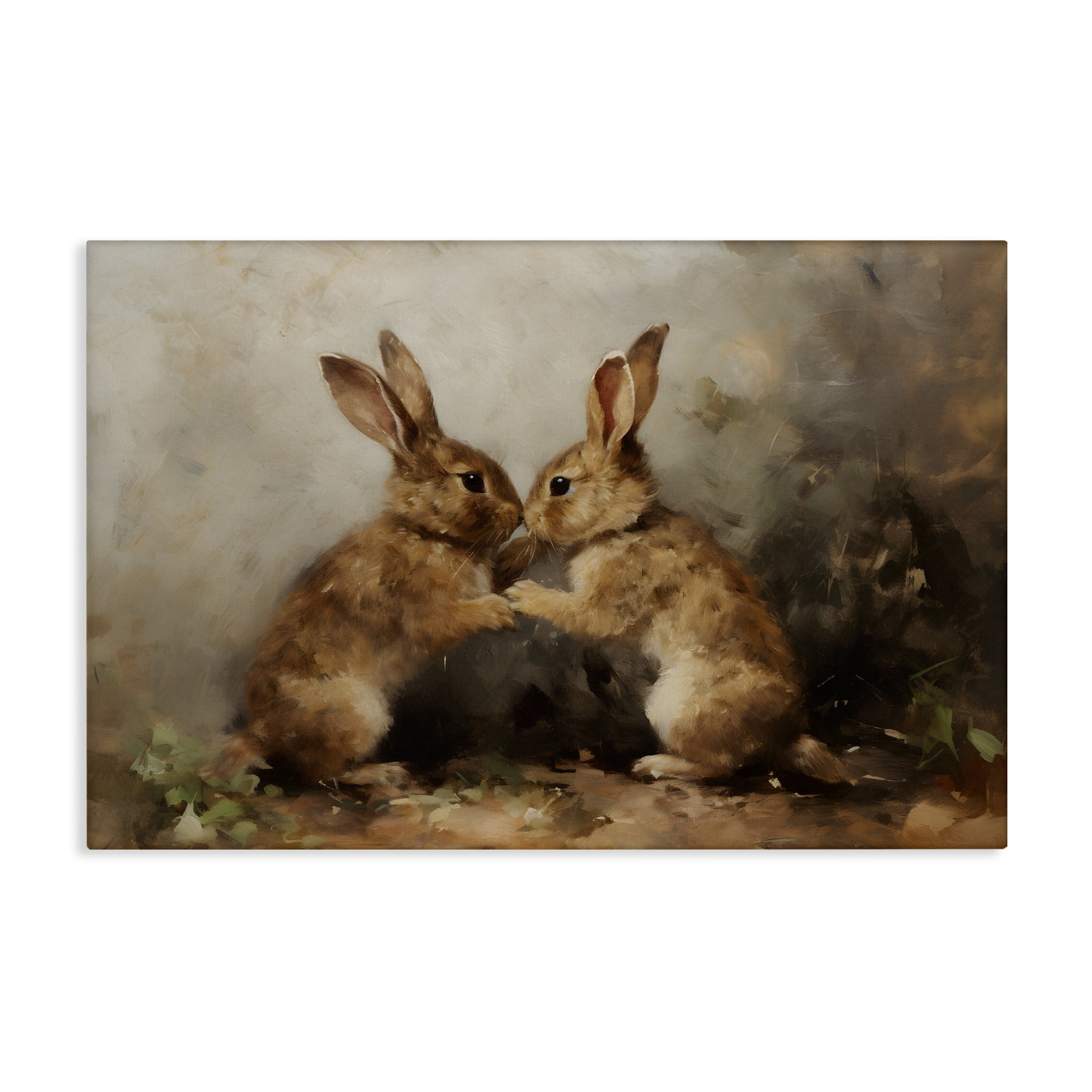 Stupell Industries Bunny Boxing Duo Animals & Insects Painting Gallery Wrapped Canvas Art Print Wall Art, 24 x 16