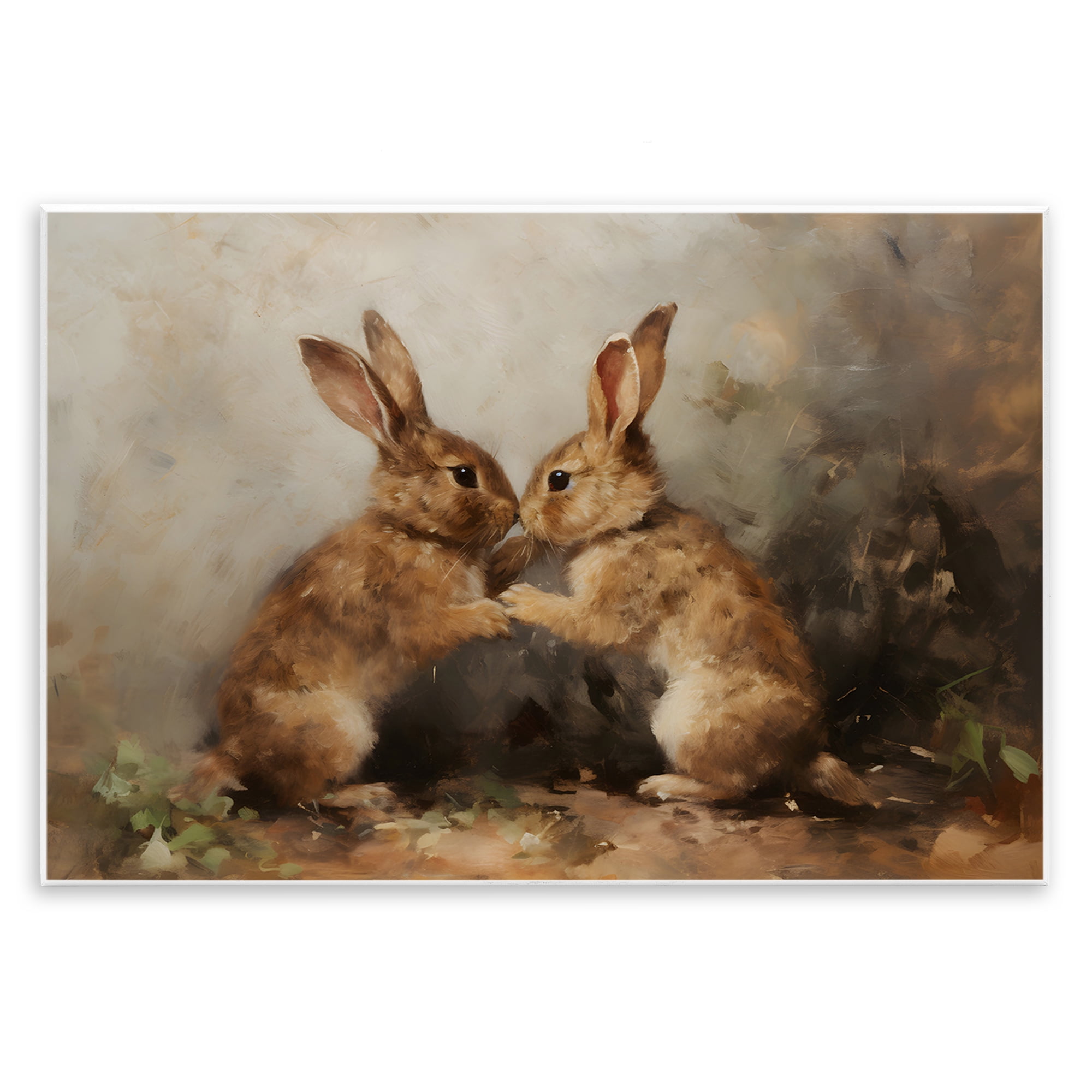 Stupell Industries Bunny Boxing Duo Animals & Insects Painting Unframed Art Print Wall Art, 15 x 10