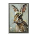 Stupell Industries Bunny & Daisy Crown Animals & Insects Painting Gray