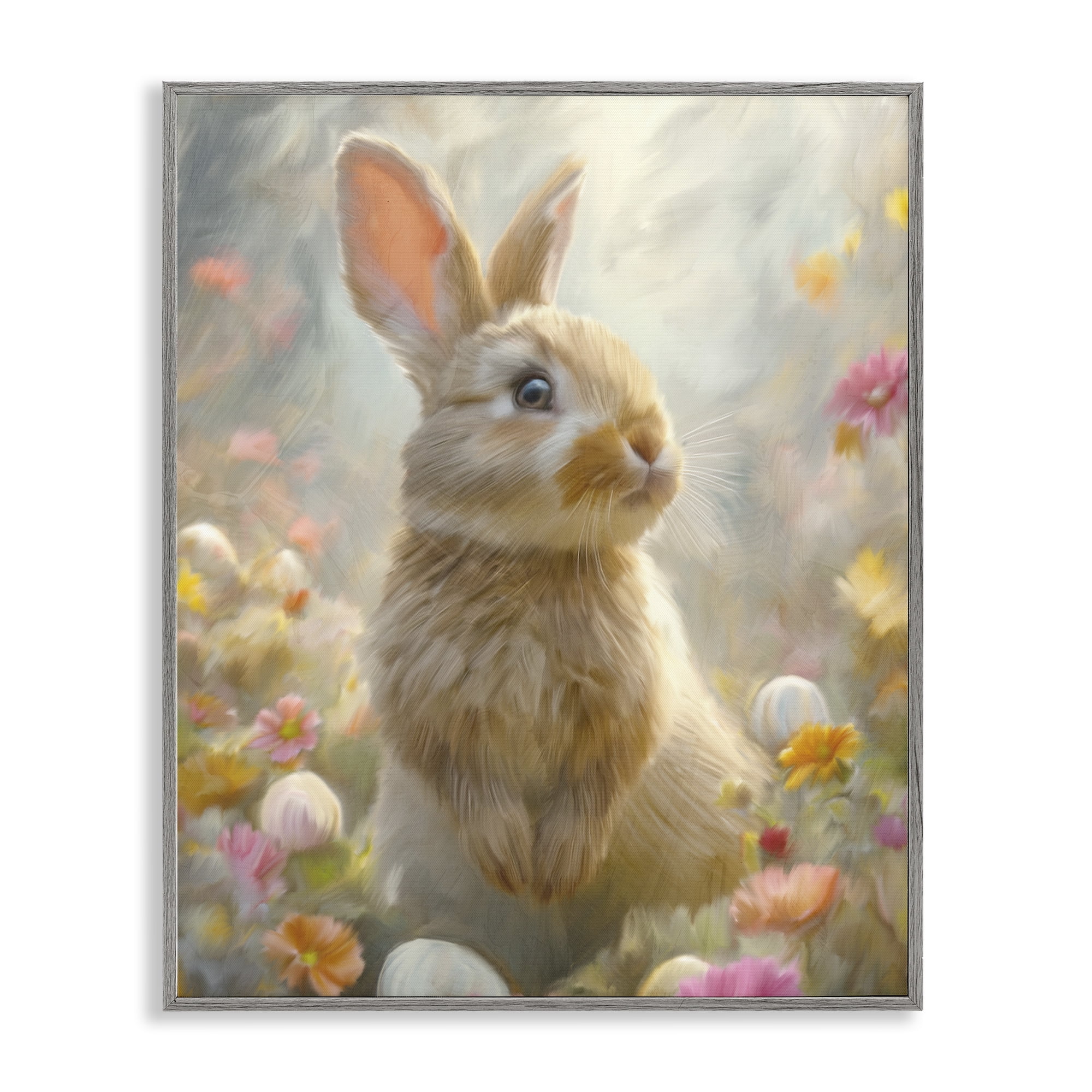 Stupell Industries Bunny Dreams Meadow Gray Framed Giclee Art, design by Kim Allen