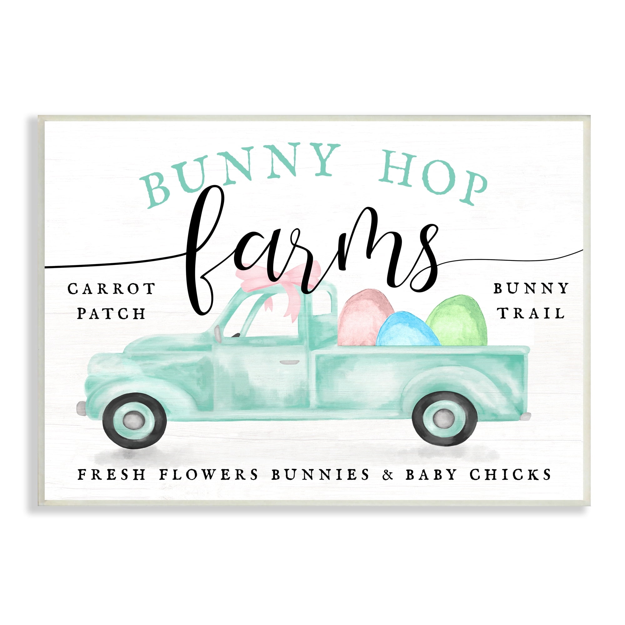Bunny Hop Farms Sign Easter Egg Green Truck Wall Plaque Art, 15 x 10, By Lil' Rue