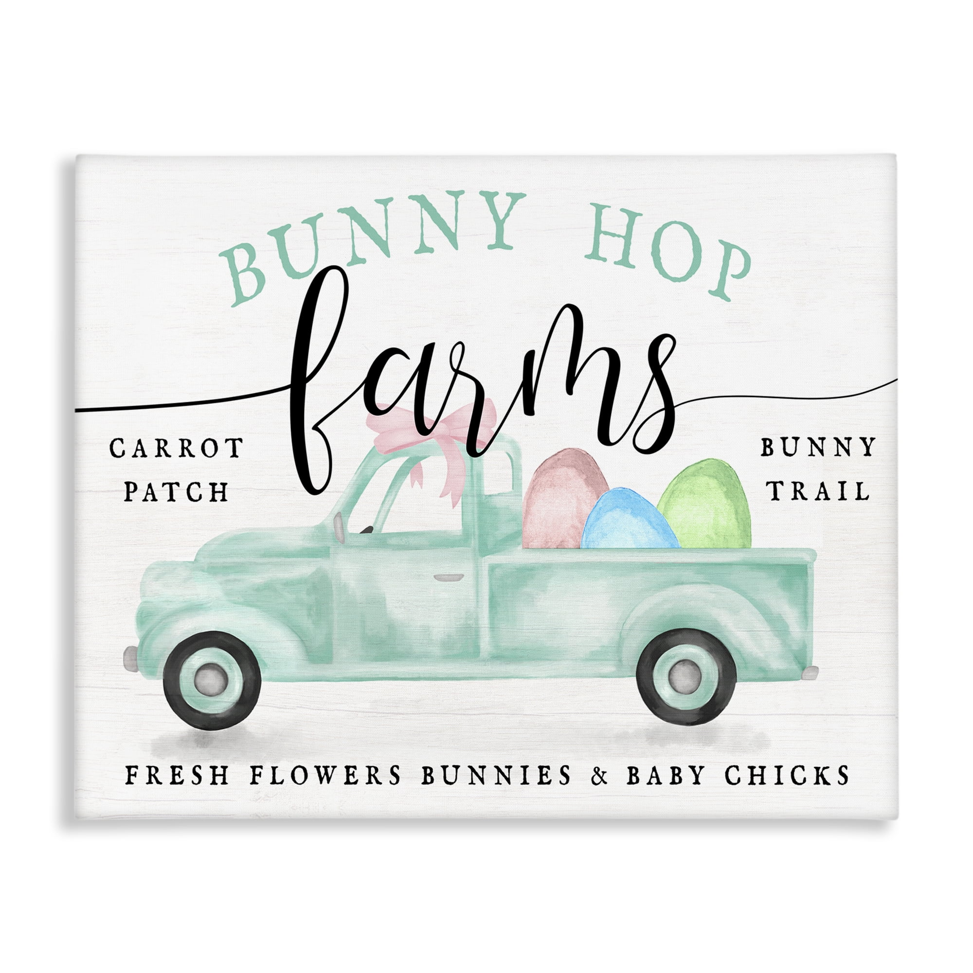 Bunny Hop Farms Sign Easter Egg Green Truck Canvas Art, 20 x 16, By Lil' Rue