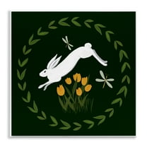 Stupell Industries Bunny Hopping in Wreath Animals Painting Unframed Art Print Wall Art, 12 x 12