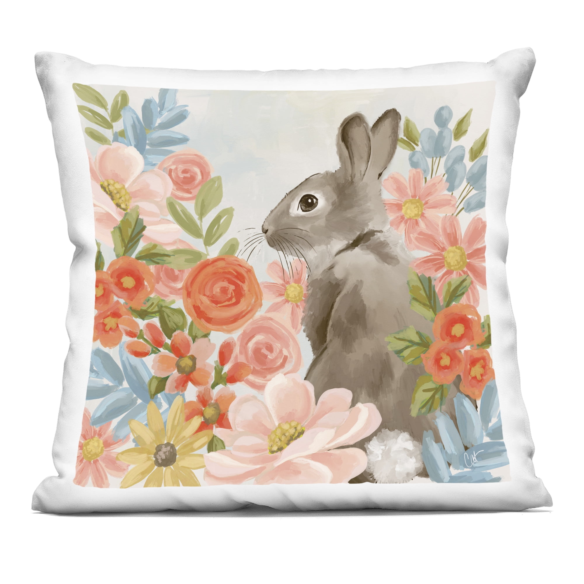 Stupell Industries Bunny In The Blooms Decorative Printed Throw Pillow, design by Cat Thurman Designs