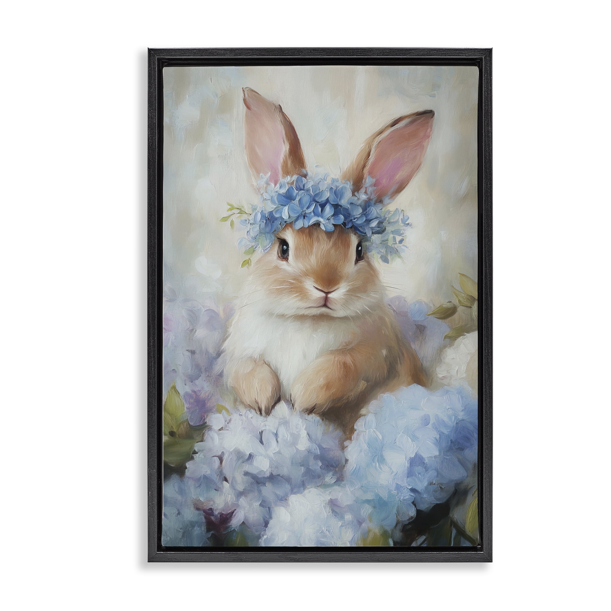 Stupell Industries Bunny In The Blossoms Black Framed Floater Canvas Wall Art, design by Tina LeCour