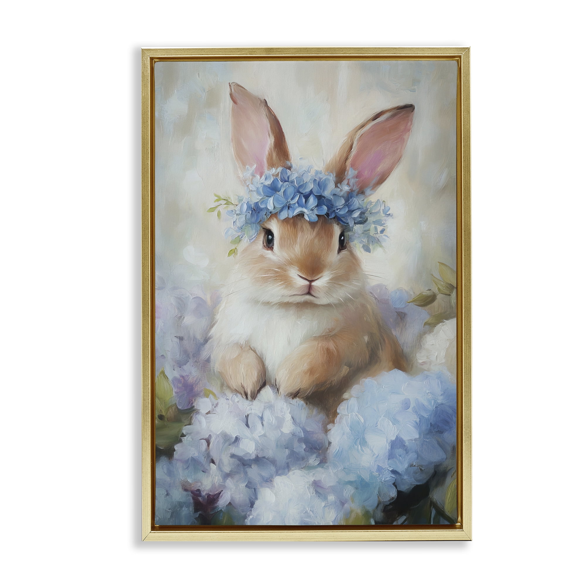 Stupell Industries Bunny In The Blossoms Gold Framed Floater Canvas Wall Art, design by Tina LeCour