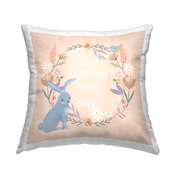 Stupell Industries Bunny Kisses Easter Wishes Decorative Printed Throw Pillow Design by Nina Blue.