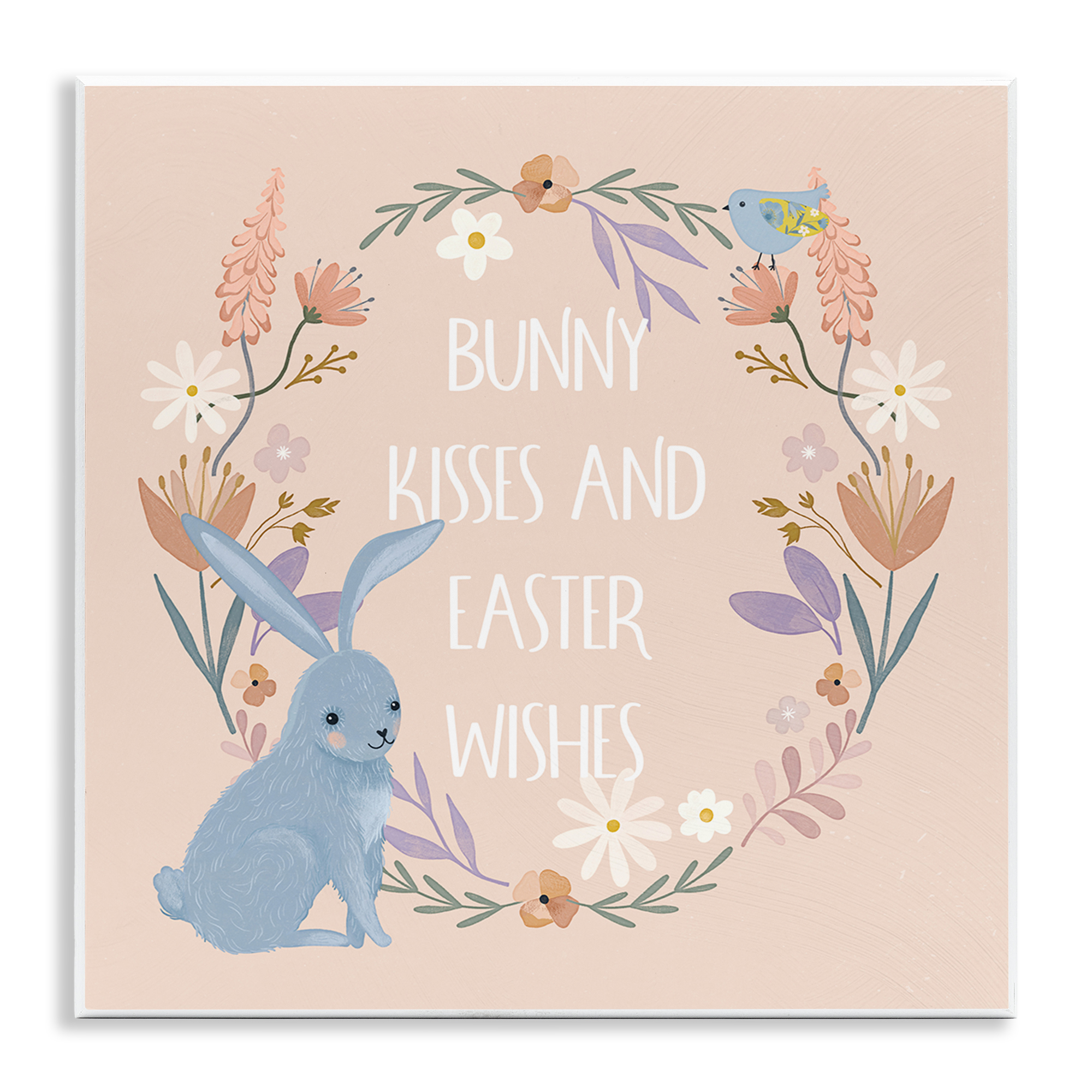Stupell Industries Bunny Kisses Easter Wishes Holiday Painting Unframed Art Print Wall Art, 12 x 12