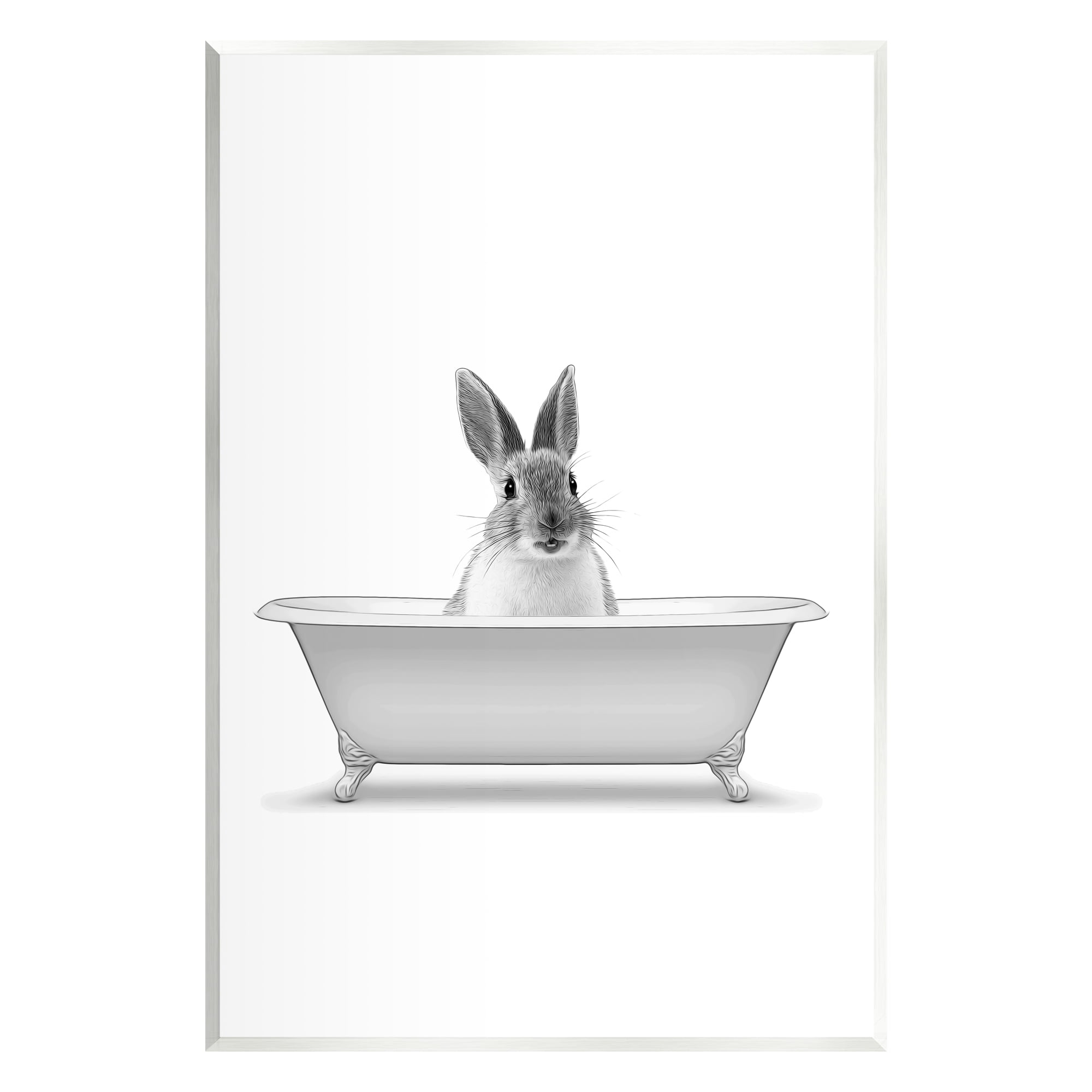 Stupell Industries Bunny Peeking Bathtub Pet Animals & Insects Painting Unframed Art Print Wall Art
