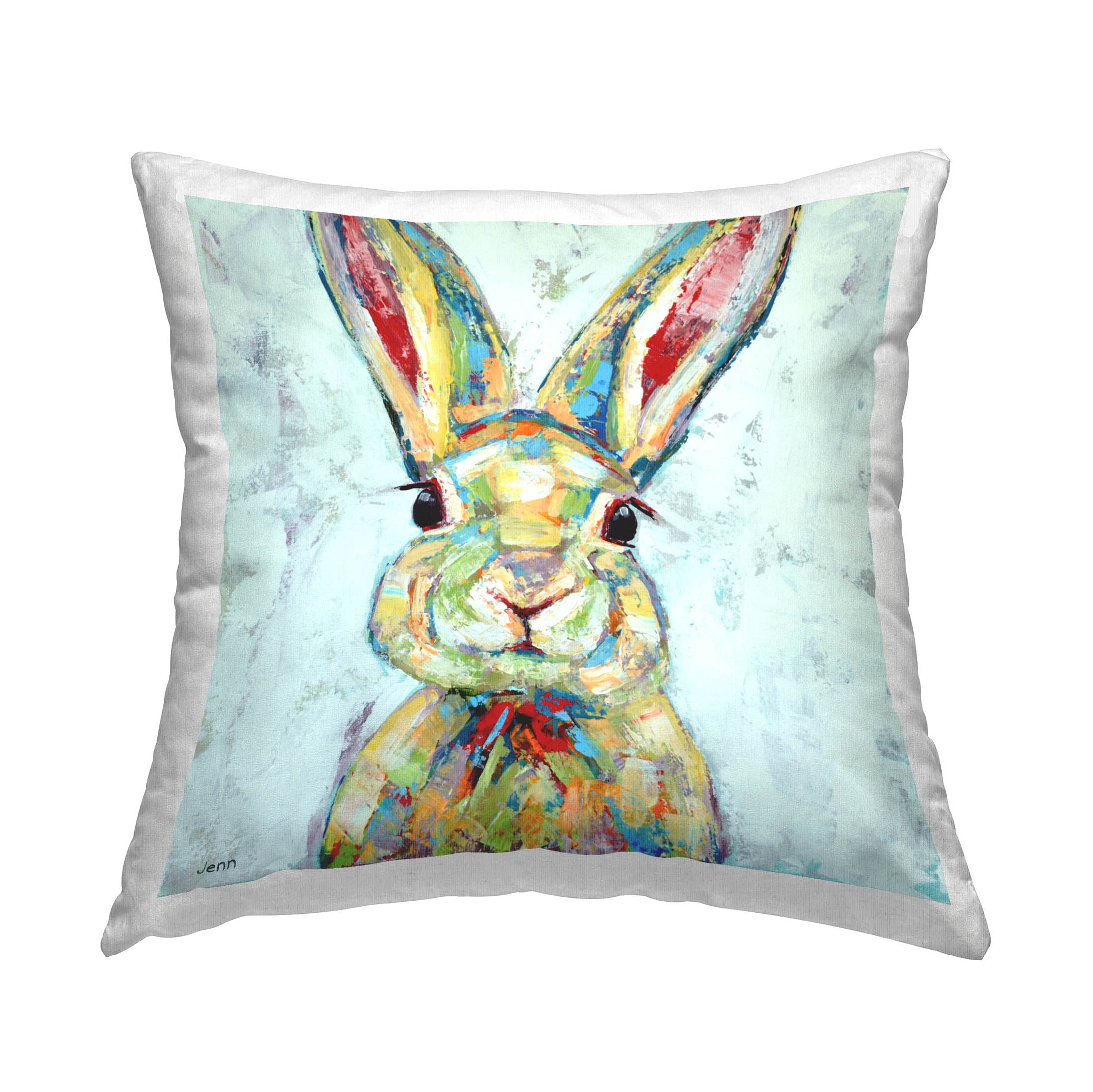 Stupell Industries Bunny Rabbit Animal Portrait Printed Throw Pillow Design by Jen Seeley