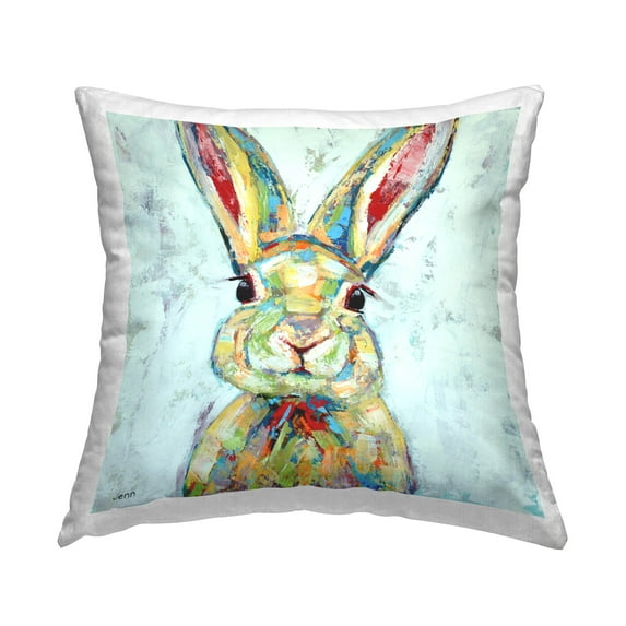 Stupell Industries Bunny Rabbit Animal Portrait Printed Throw Pillow Design by Jen Seeley