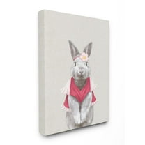 Stupell Industries Bunny Rabbit Pink Clothes Portrait Animal Painting Canvas Wall Art by Ziwei Li, 16" x 20"
