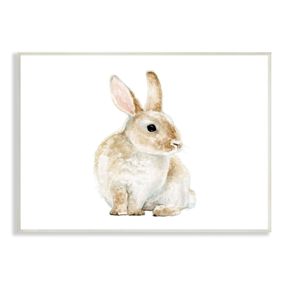 Stupell Industries Bunny Rabbit Watercolor Portrait Kids' Nursery Animal, 15 x 10,Design by Fox Hollow Studios