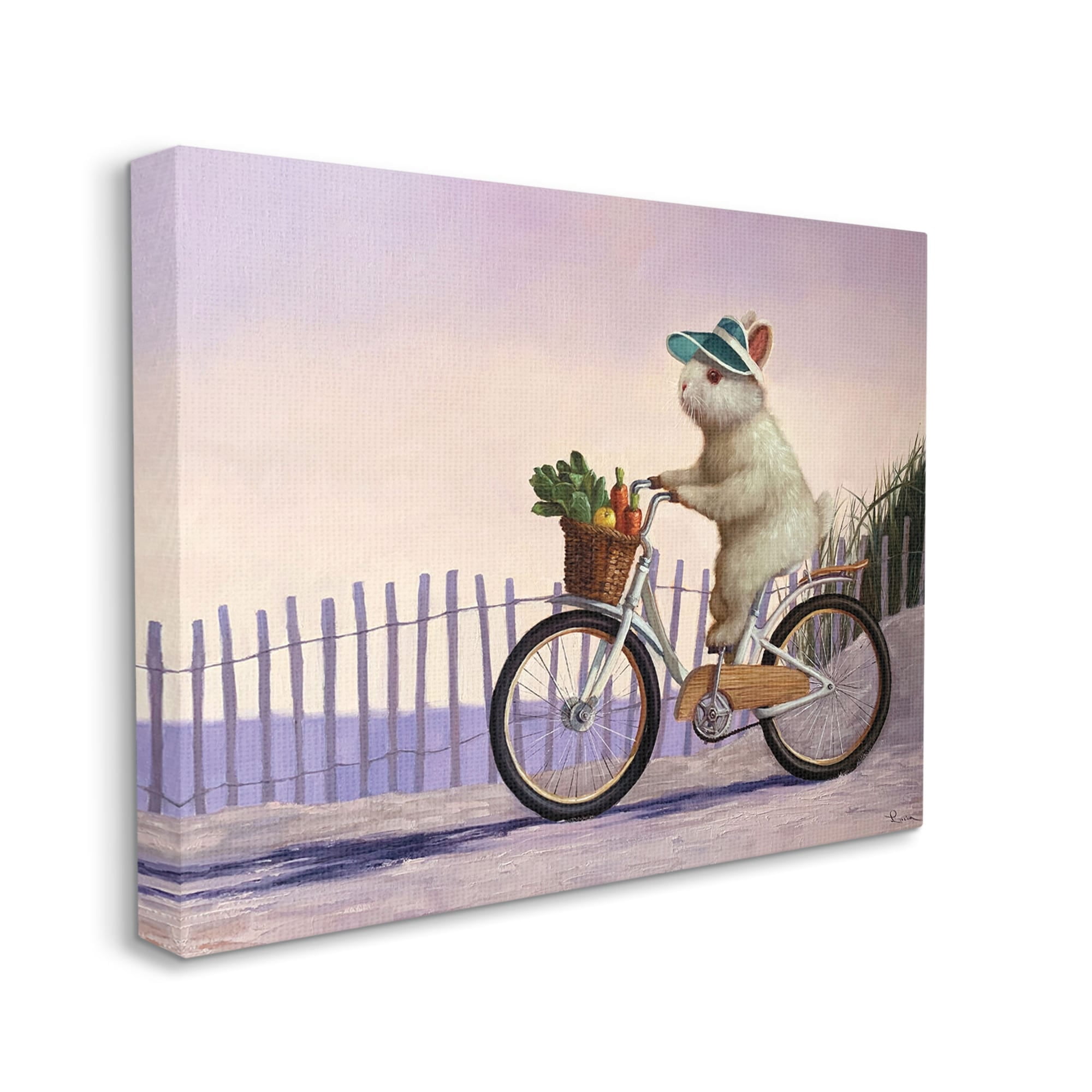 Stupell Industries Bunny Rabbit on Bike by Nautical Beach,30 x 40,Designed by Lucia Heffernan