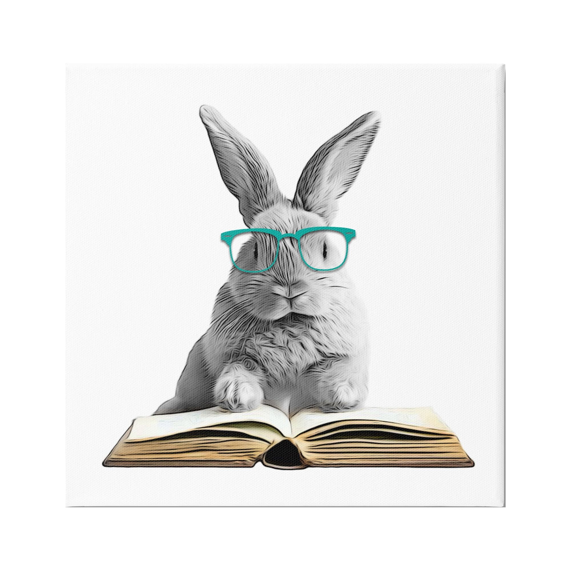 Stupell Industries Bunny Reading Book Animals & Insects Painting Gallery Wrapped Canvas Art Print Wall Art, 24 x 24