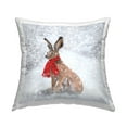 thumbnail image 1 of Stupell Industries Bunny Red Scarf Winter Snowfall Square Decorative Printed Throw Pillow, 18 x 18,, 1 of 6
