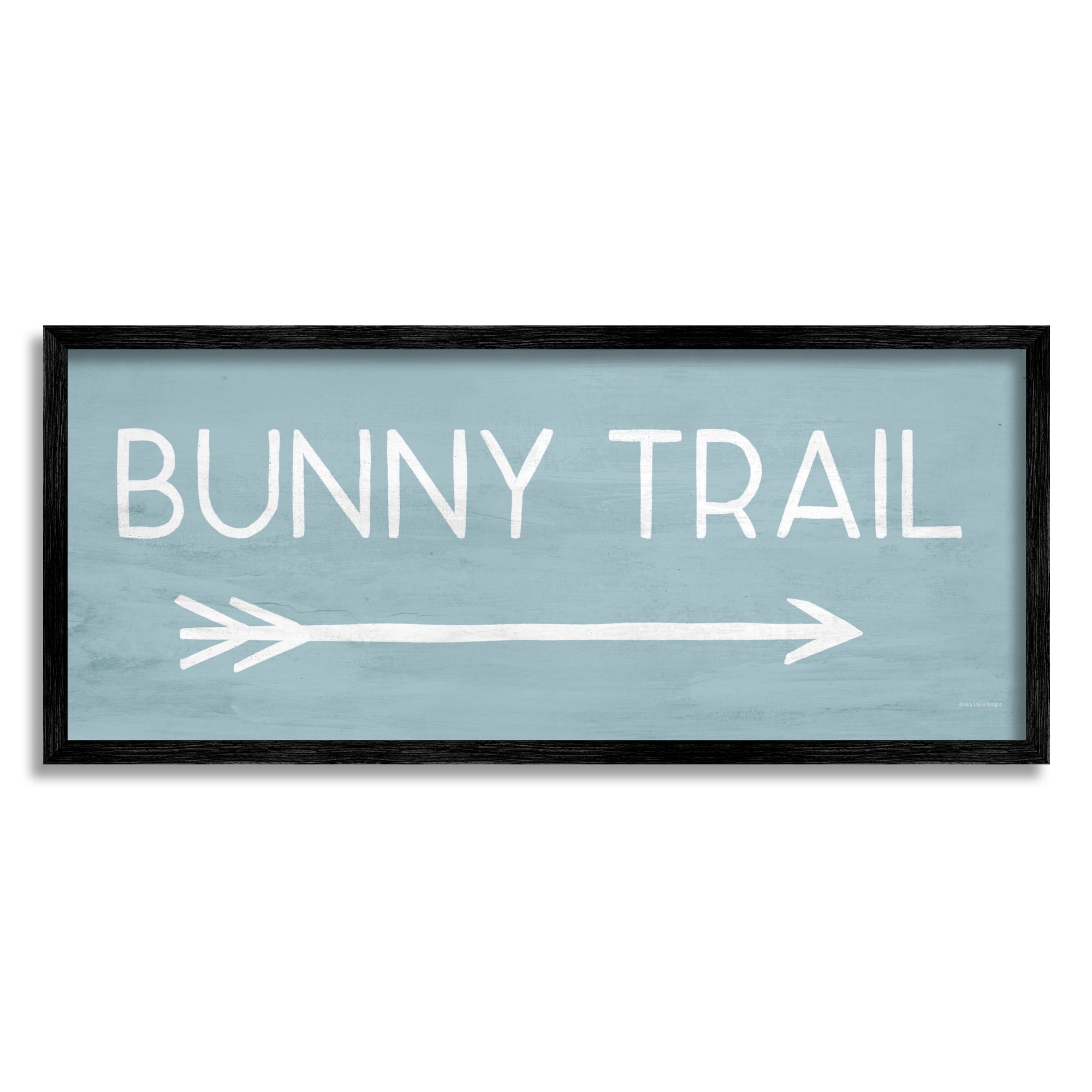 Stupell Industries Bunny Trail Arrow Pointing Right Typography Painting Black Framed Art Print Wall Art, 24 x 10