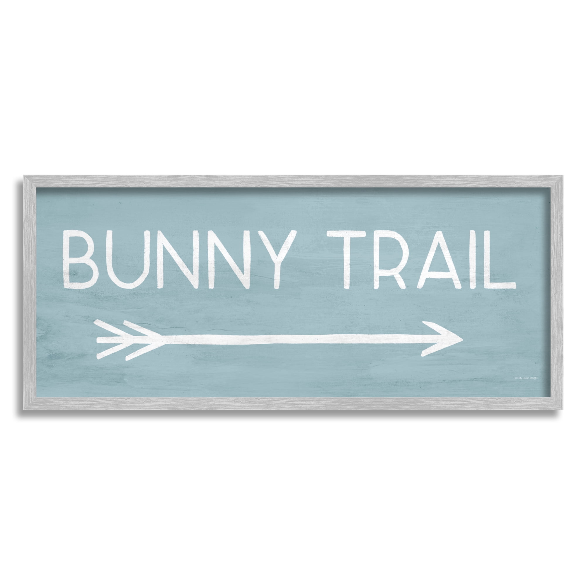 Stupell Industries Bunny Trail Arrow Pointing Right Typography Painting Gray Framed Art Print Wall Art, 30 x 13