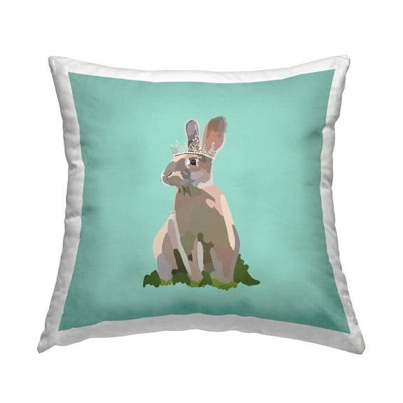 Stupell Industries Bunny Wearing Crown Decorative Printed Throw Pillow Design by Amelia Noyes
