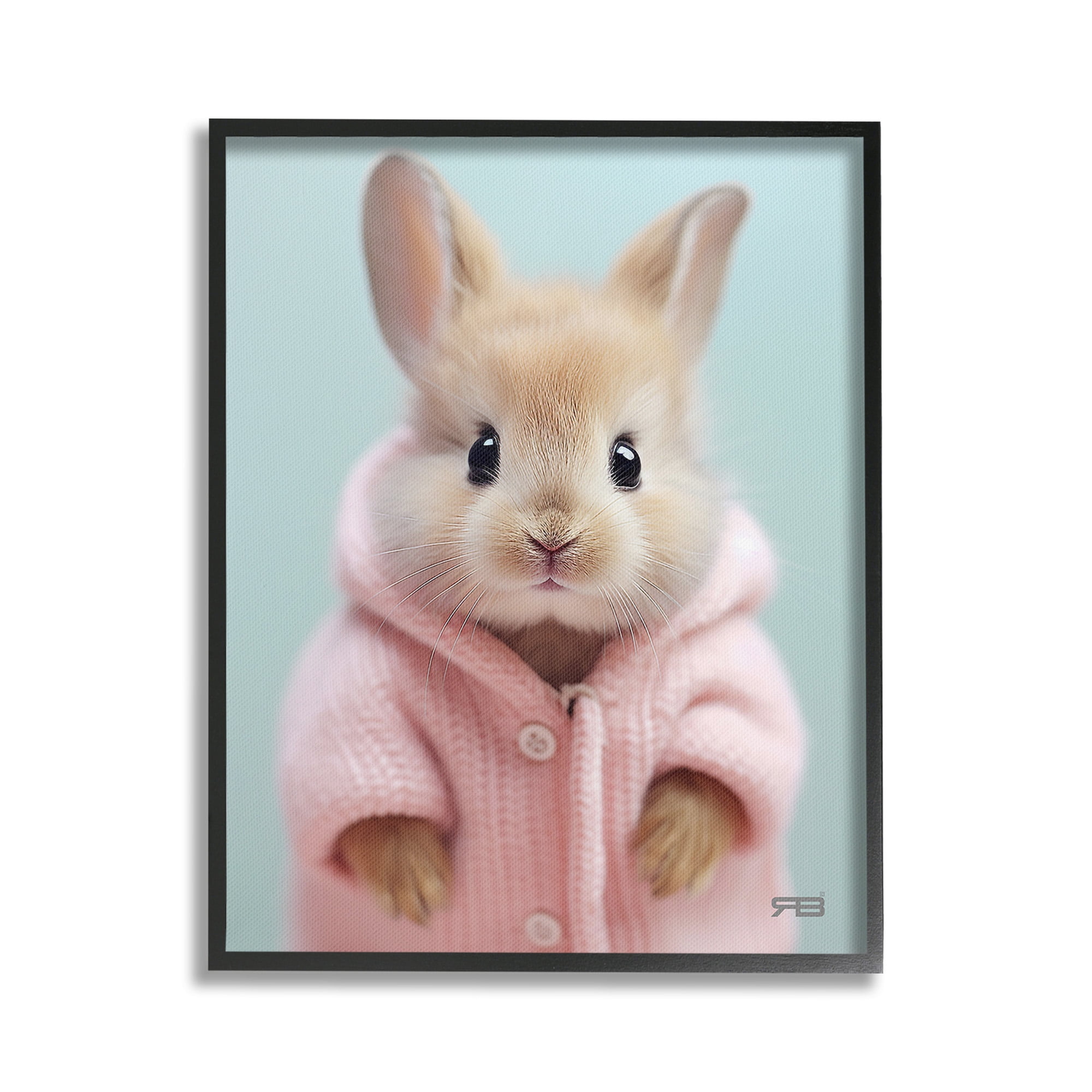 Stupell Industries Bunny in Cozy Sweater Animals & Insects Painting Black Framed Art Print Wall Art, 24 x 30