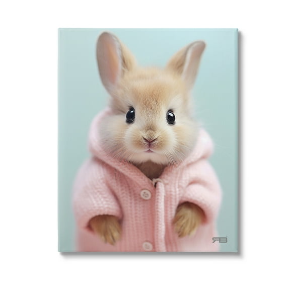 Stupell Industries Bunny in Cozy Sweater Animals & Insects Painting Gallery Wrapped Canvas Art Print Wall Art, 16 x 20