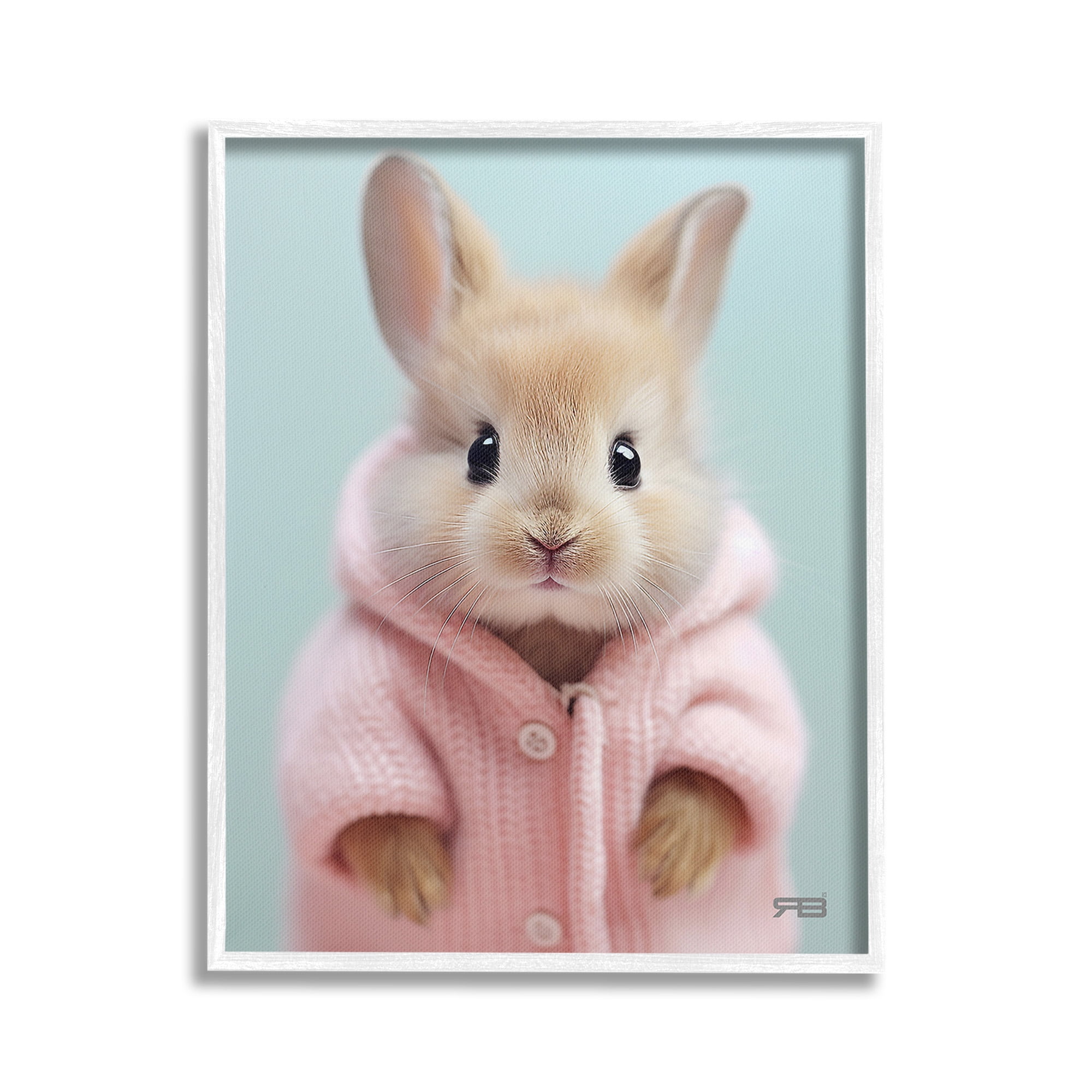 Stupell Industries Bunny in Cozy Sweater Animals & Insects Painting White Framed Art Print Wall Art, 16 x 20