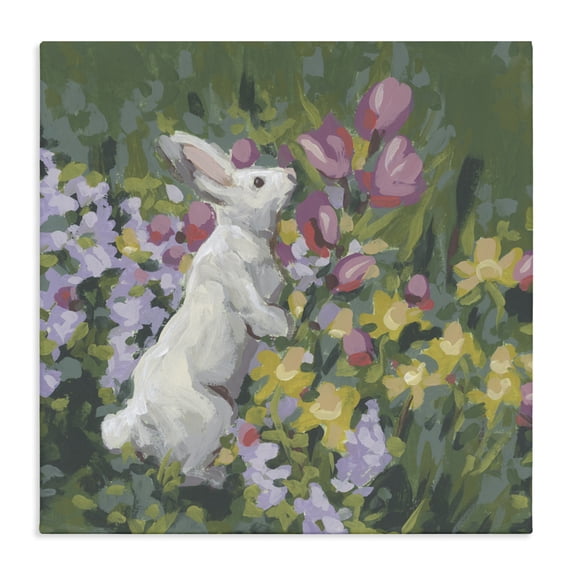 Stupell Industries Cottage Bunny in Garden Impression Canvas Art, 36 x 36, by June Erica Vess