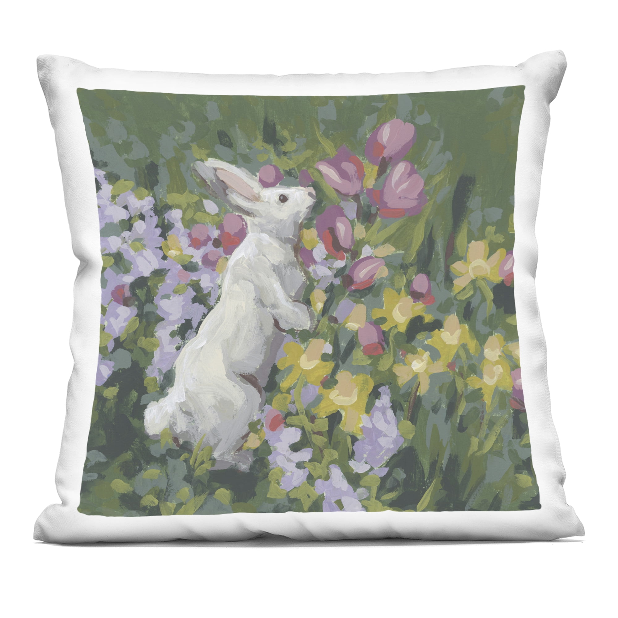 Stupell Industries Bunny in Garden Impression Decorative Printed Throw Pillow, design by June Erica Vess