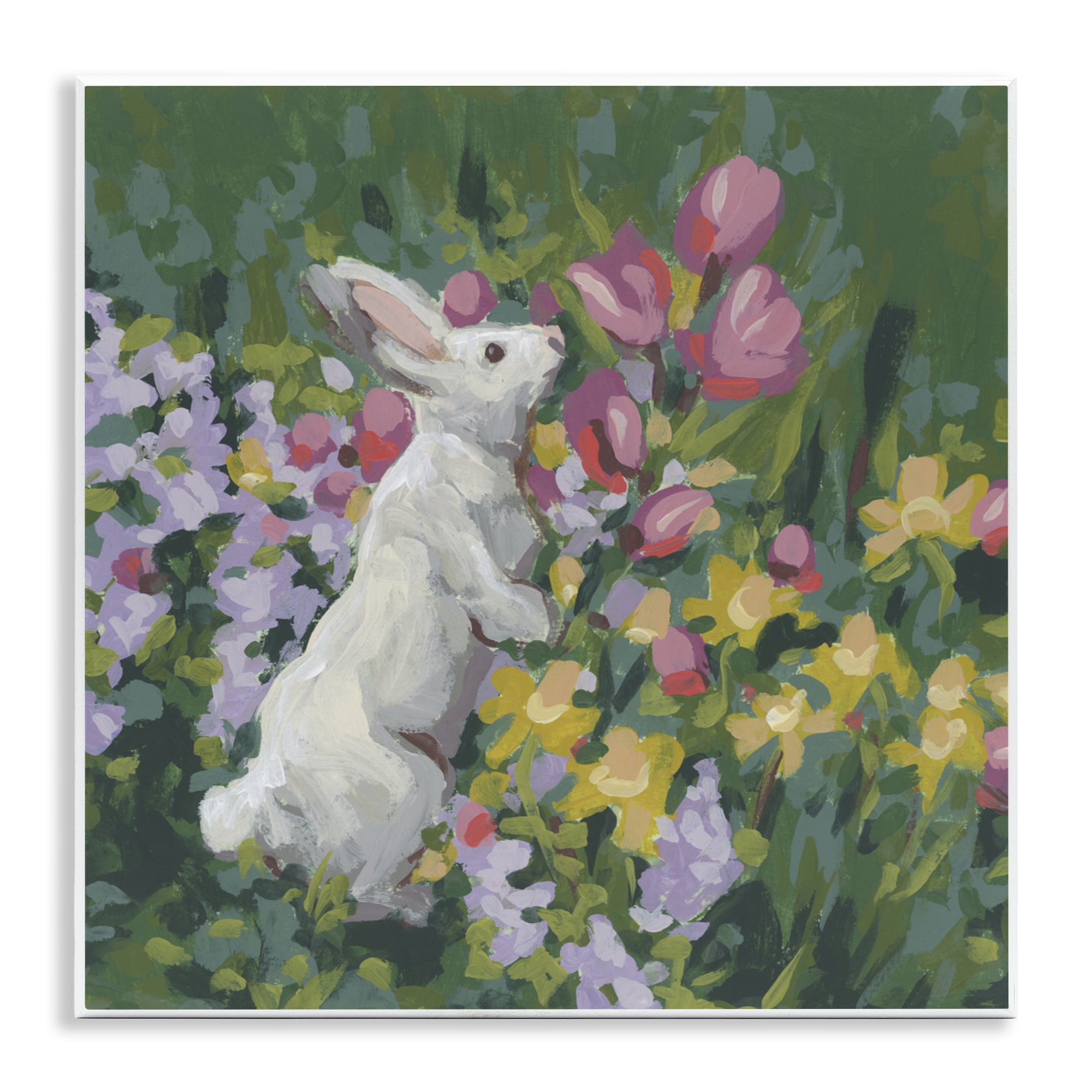 Stupell Industries Bunny in Garden Impression Wall Plaque Art, design by June Erica Vess