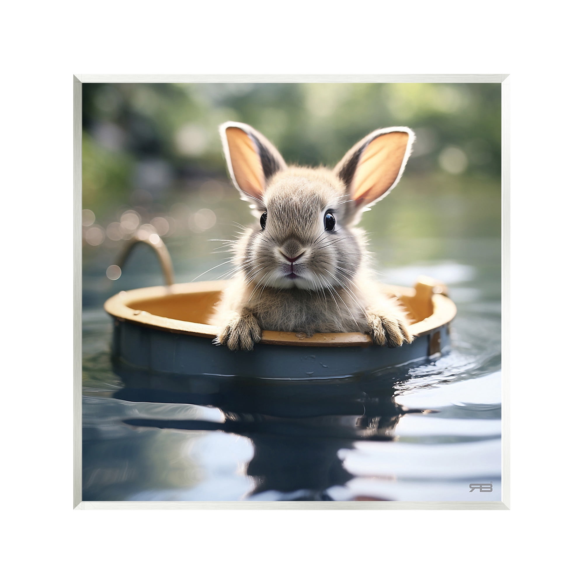 Stupell Industries Bunny in Garden Pond Animals & Insects Painting Unframed Art Print Wall Art, 12 x 12