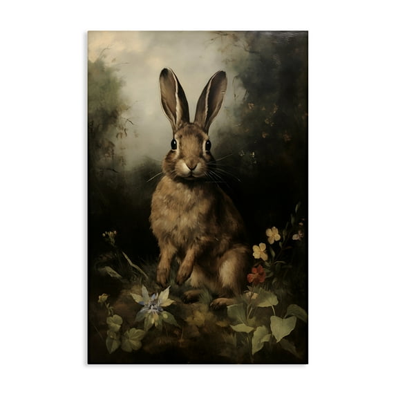 Stupell Industries Bunny in Nature Animals & Insects Painting Gallery Wrapped Canvas Art Print Wall Art, 20 x 30