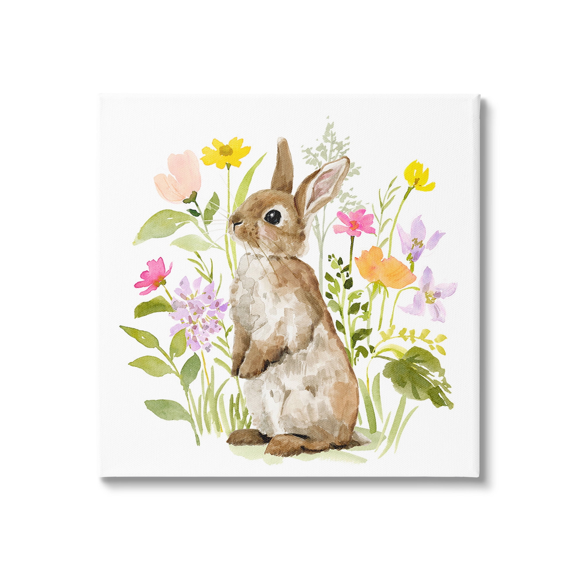 Stupell Industries Bunny in Spring Nature Animals & Insects Painting Gallery Wrapped Canvas Art Print Wall Art, 24 x 24