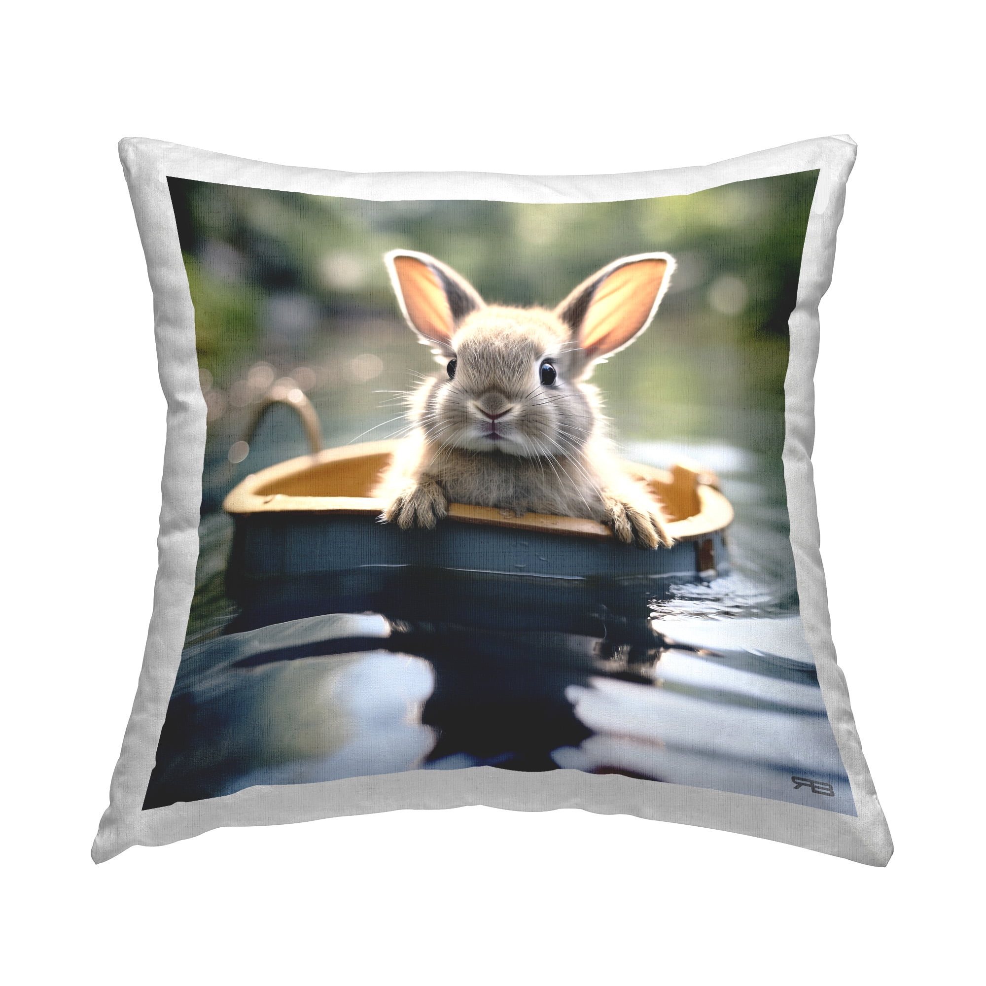 Stupell Industries Bunny in Summer Pond Decorative Printed Throw Pillow Design by RB
