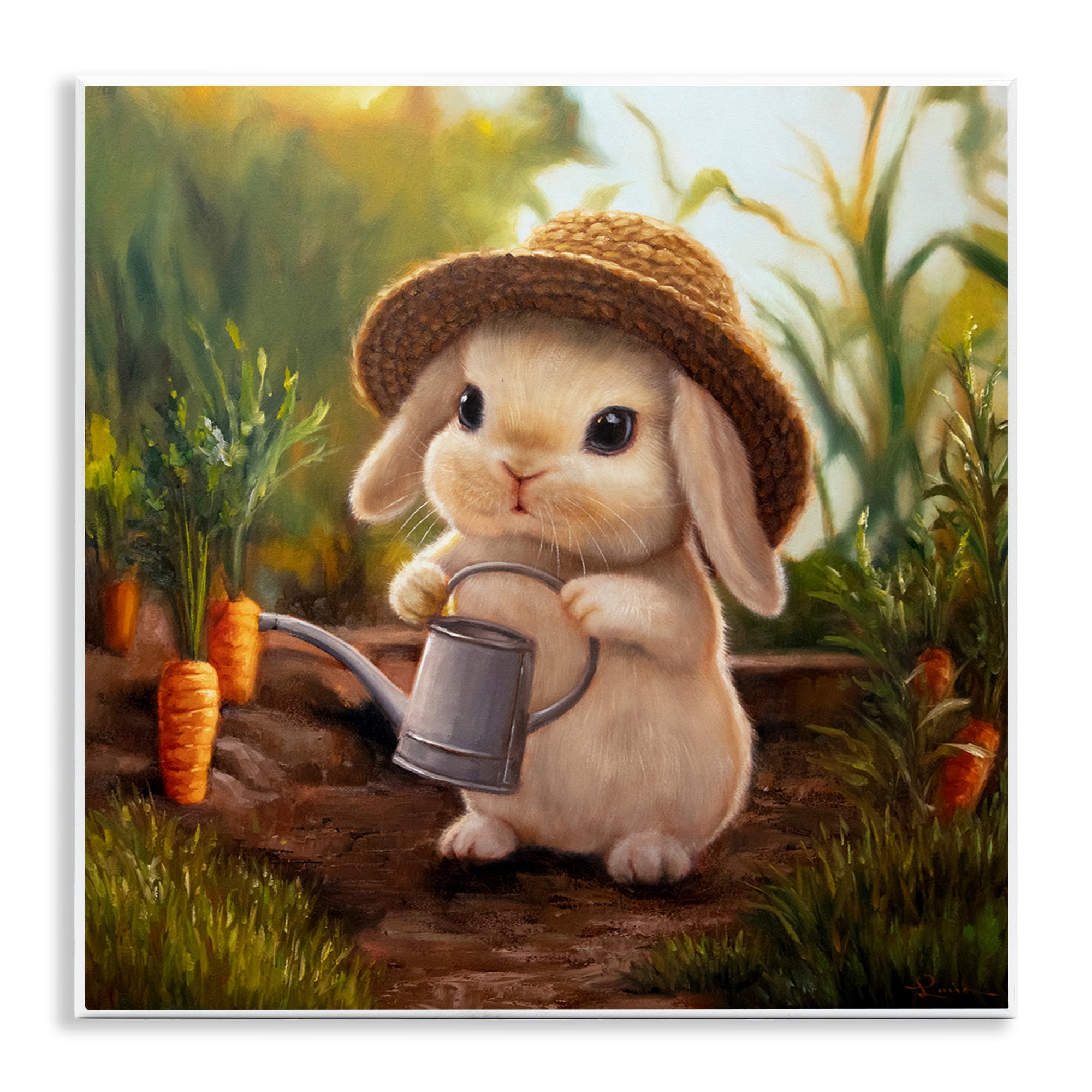 Stupell Industries Bunny with Carrot Garden Wall Plaque Art, design by Lucia Heffernan