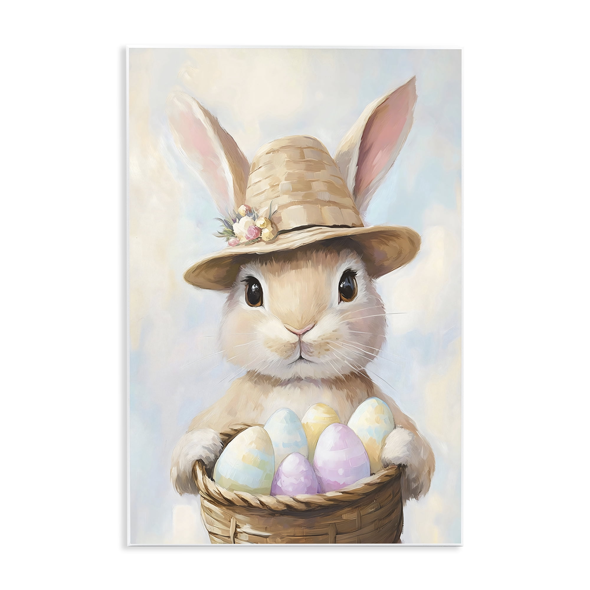 Stupell Industries Bunny with Easter Egg Basket Wall Plaque Art, design by The Prints Vibe