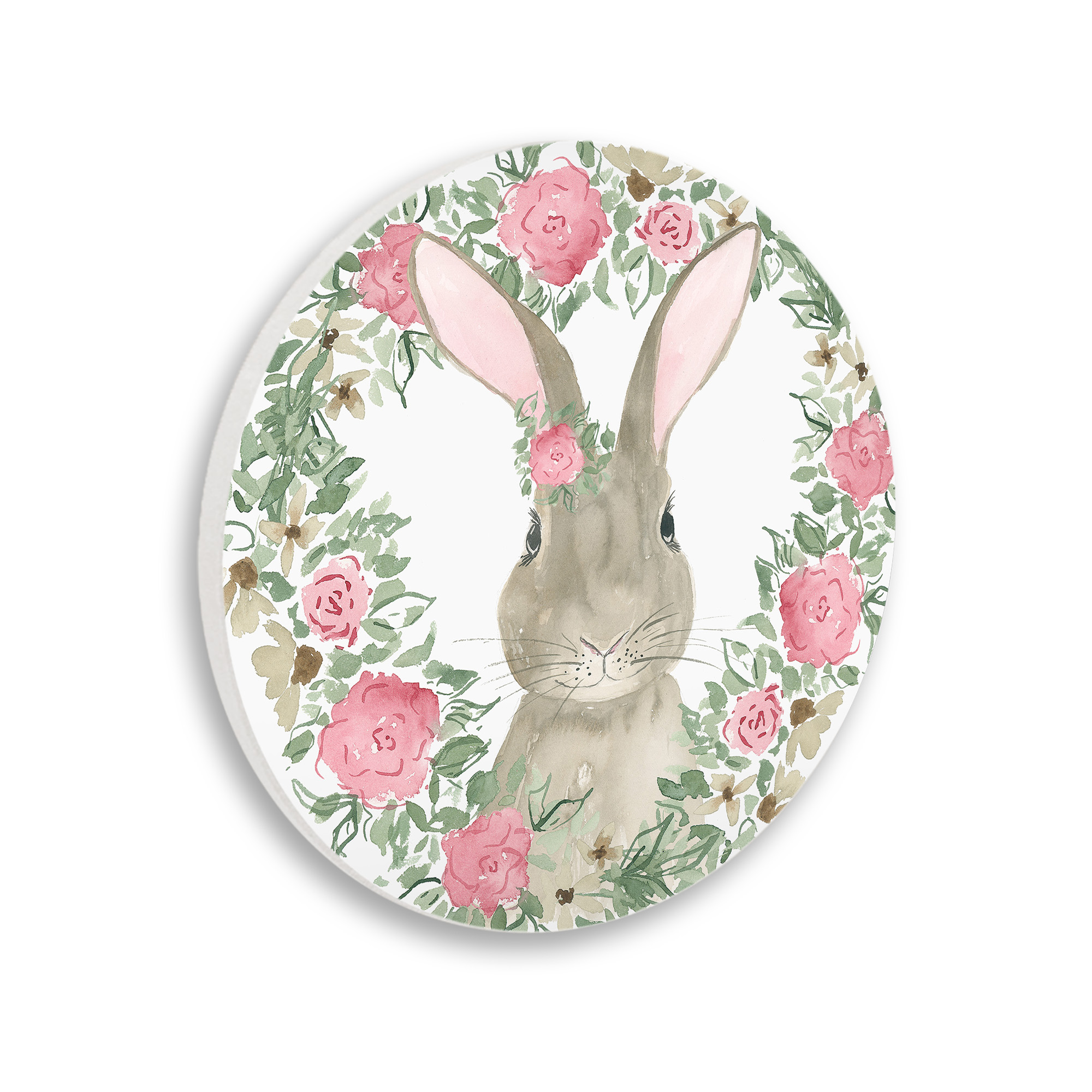 Stupell Industries Bunny with Floral Border Animals & Insects Painting Unframed Art Print Wall Art, 12 x 12