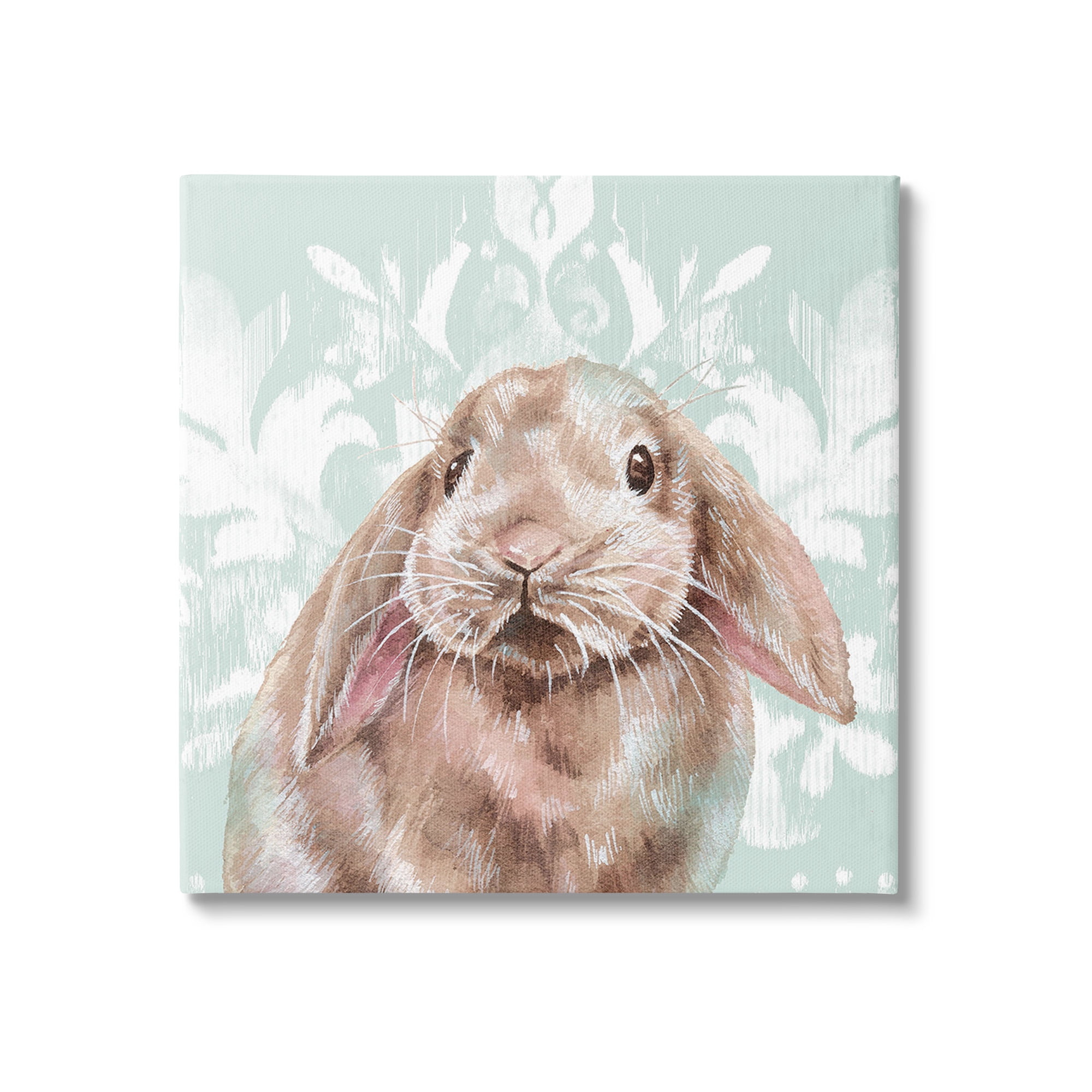 Stupell Industries Bunny with Floral Pattern Animals & Insects Painting Gallery Wrapped Canvas Art Print Wall Art, 30 x 30
