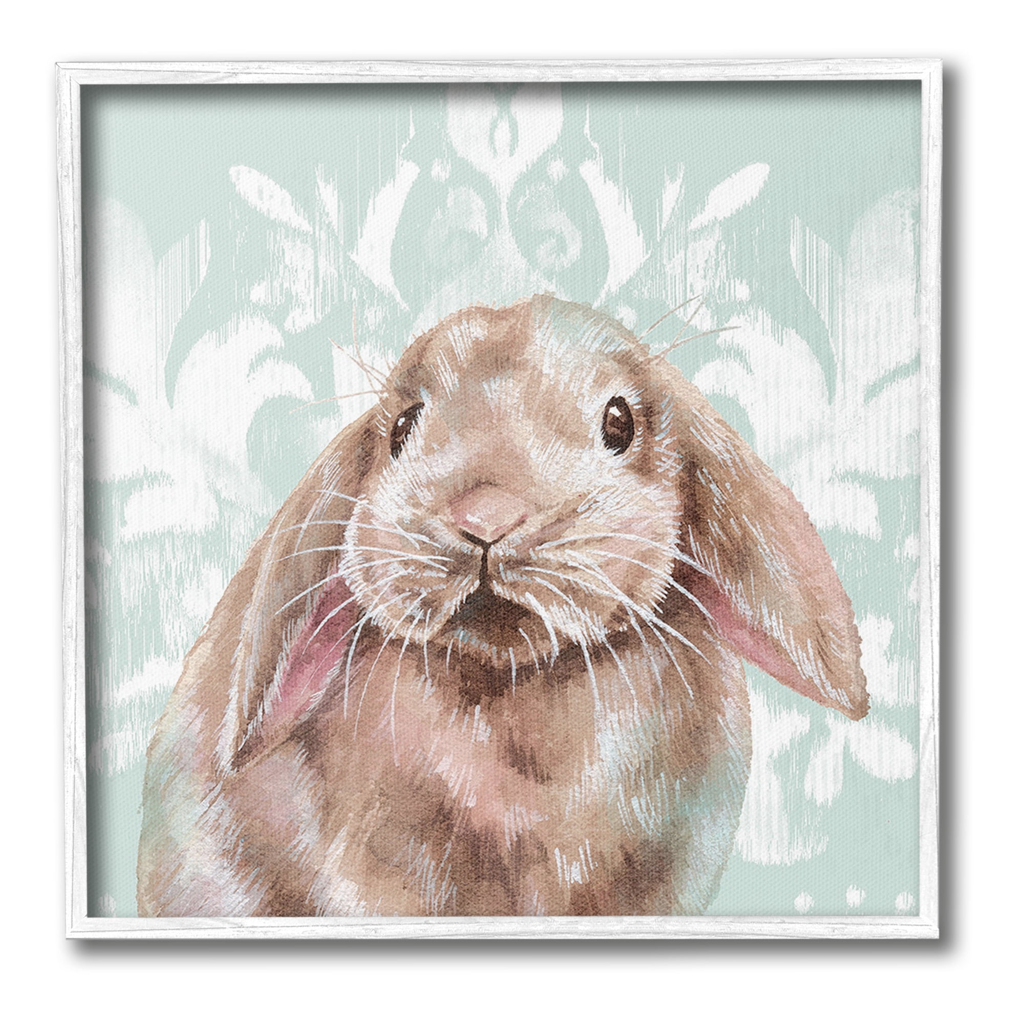 Stupell Industries Bunny with Floral Pattern Animals & Insects Painting White Framed Art Print Wall Art, 24 x 24